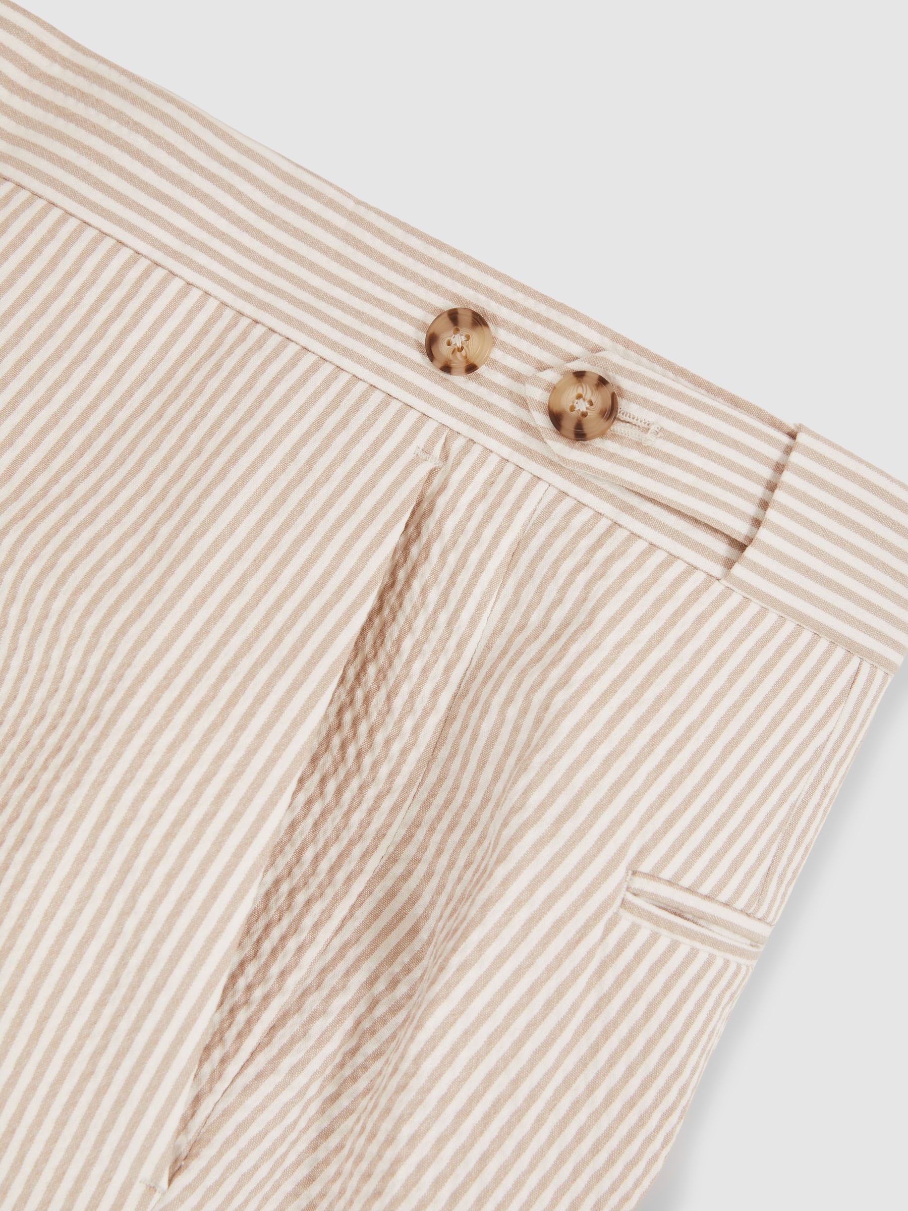 Seersucker Slim-Fit Suit Trousers in Oatmeal/White - Image 6 of 6