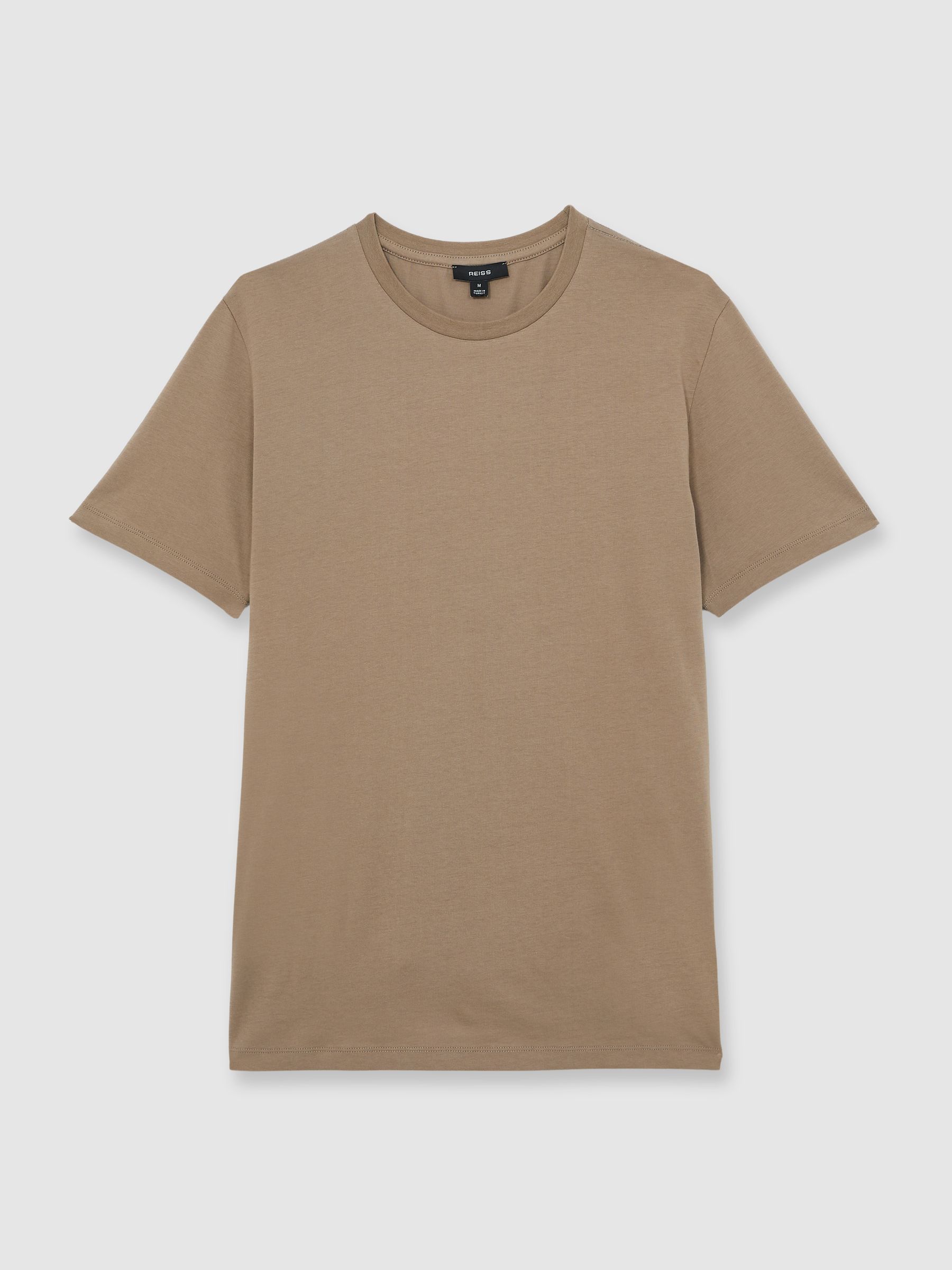 Cotton Crew Neck T-Shirt in Light Taupe Brown - Image 2 of 7