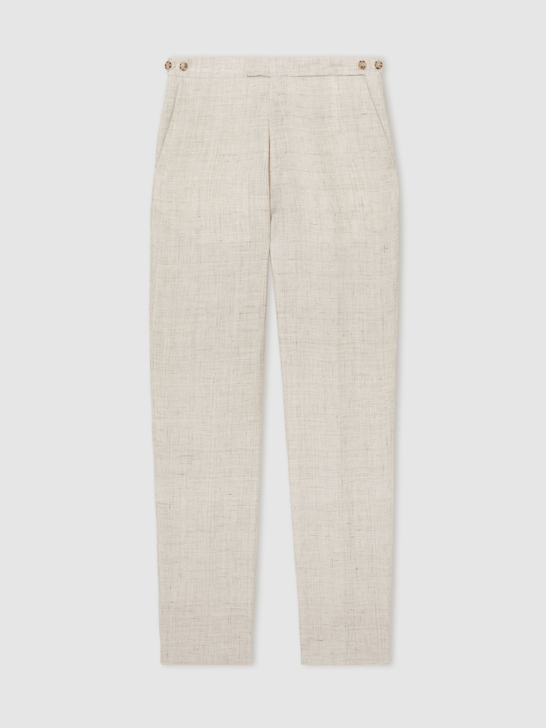 Linen-Cotton Slim-Fit Suit Trousers in Stone - Image 2 of 7