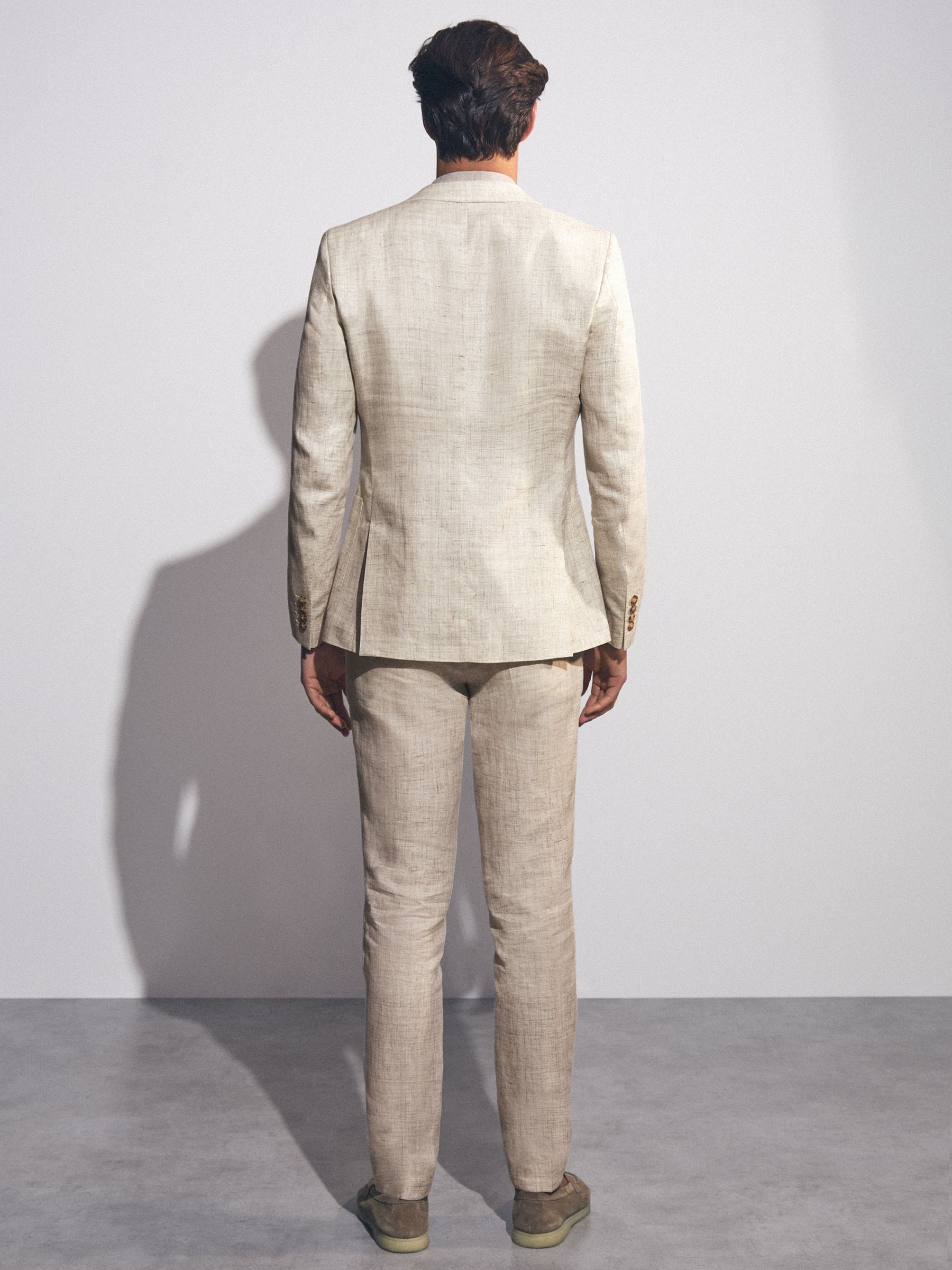 Linen-Cotton Slim-Fit Suit Trousers in Stone - Image 6 of 7