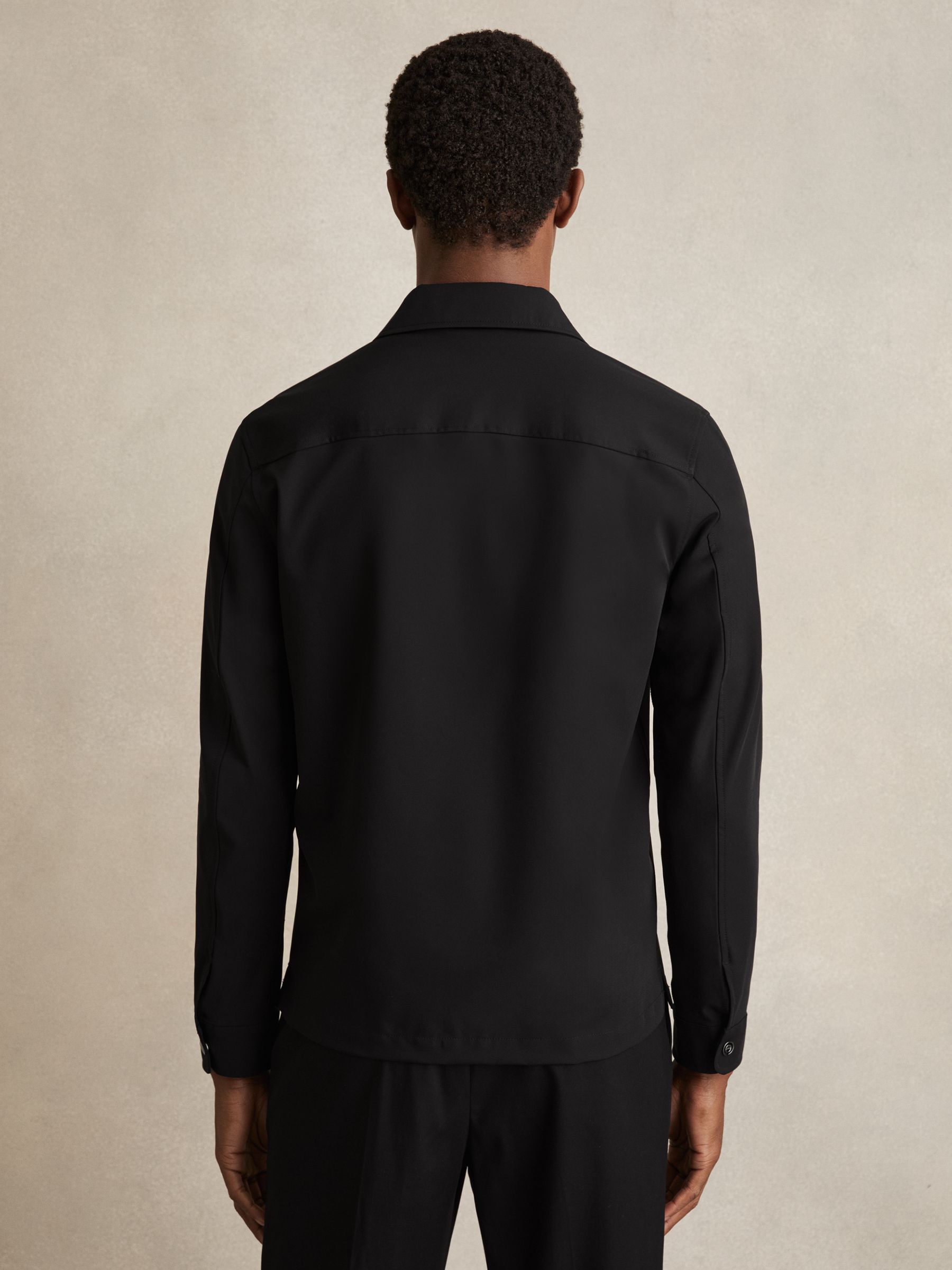 Technical Zip-Through Overshirt in Black - Image 6 of 7