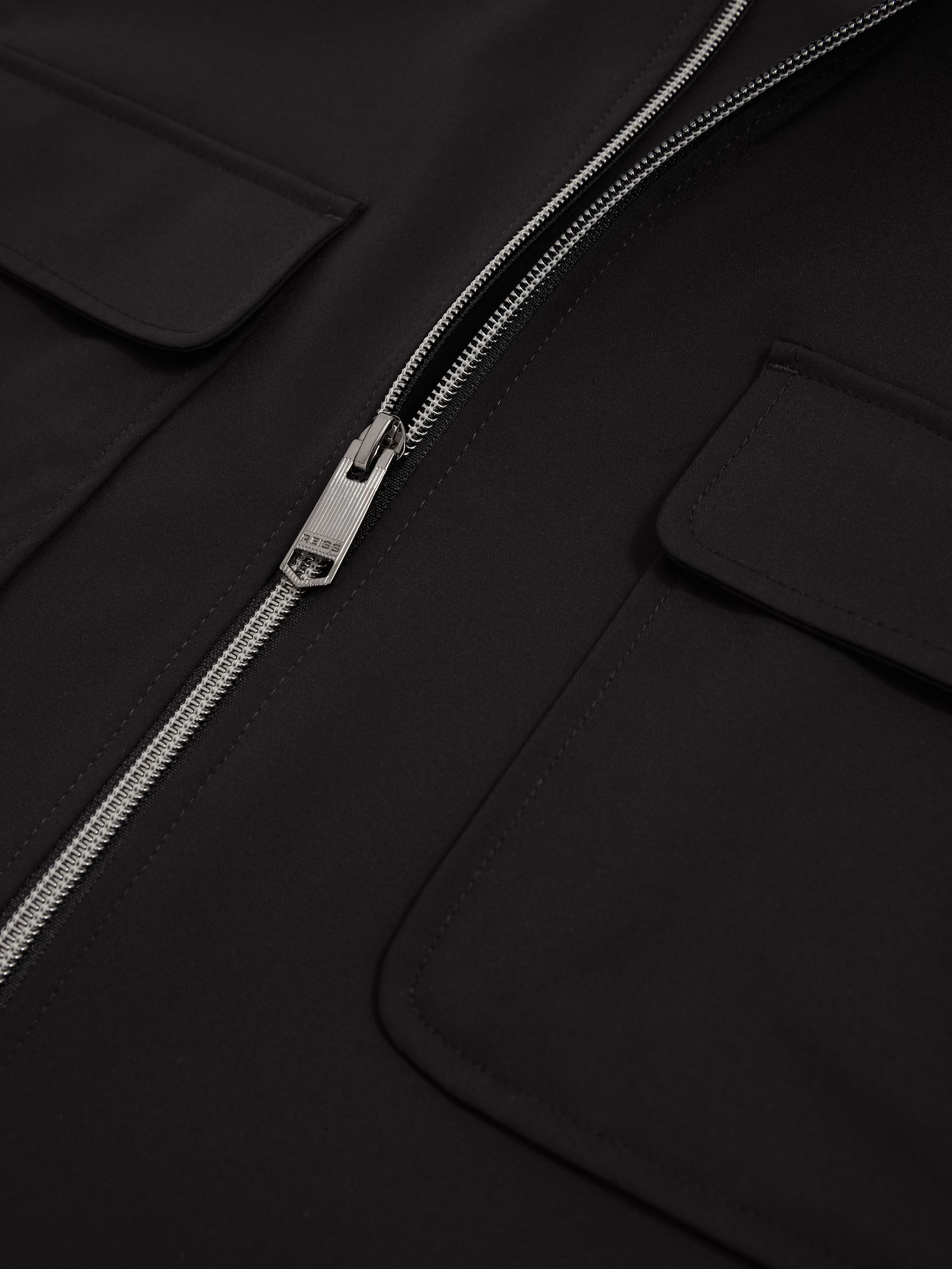 Technical Zip-Through Overshirt in Black - Image 7 of 7