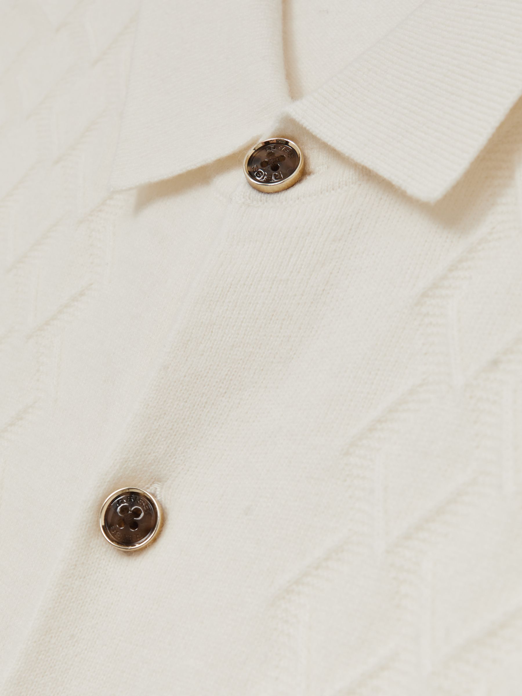 Wool V-Stitch Button-Through Cardigan in Off White - Image 5 of 5