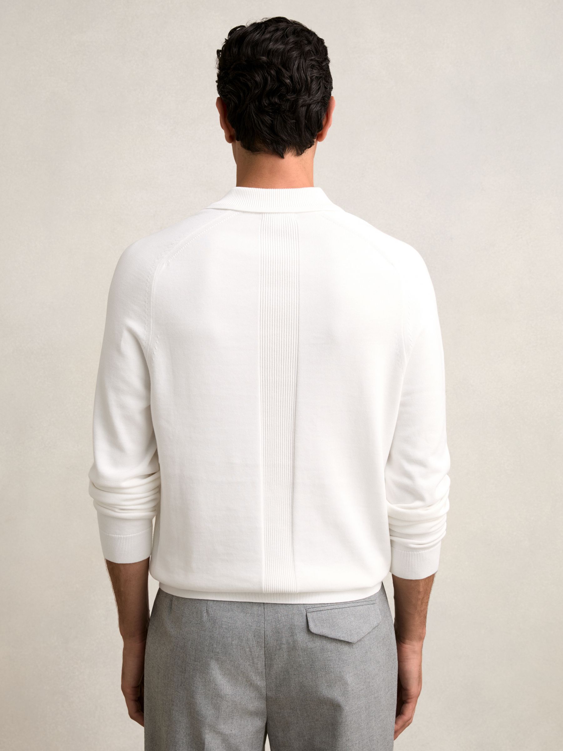 Cotton Concealed-Placket Polo Shirt in White - image 5
