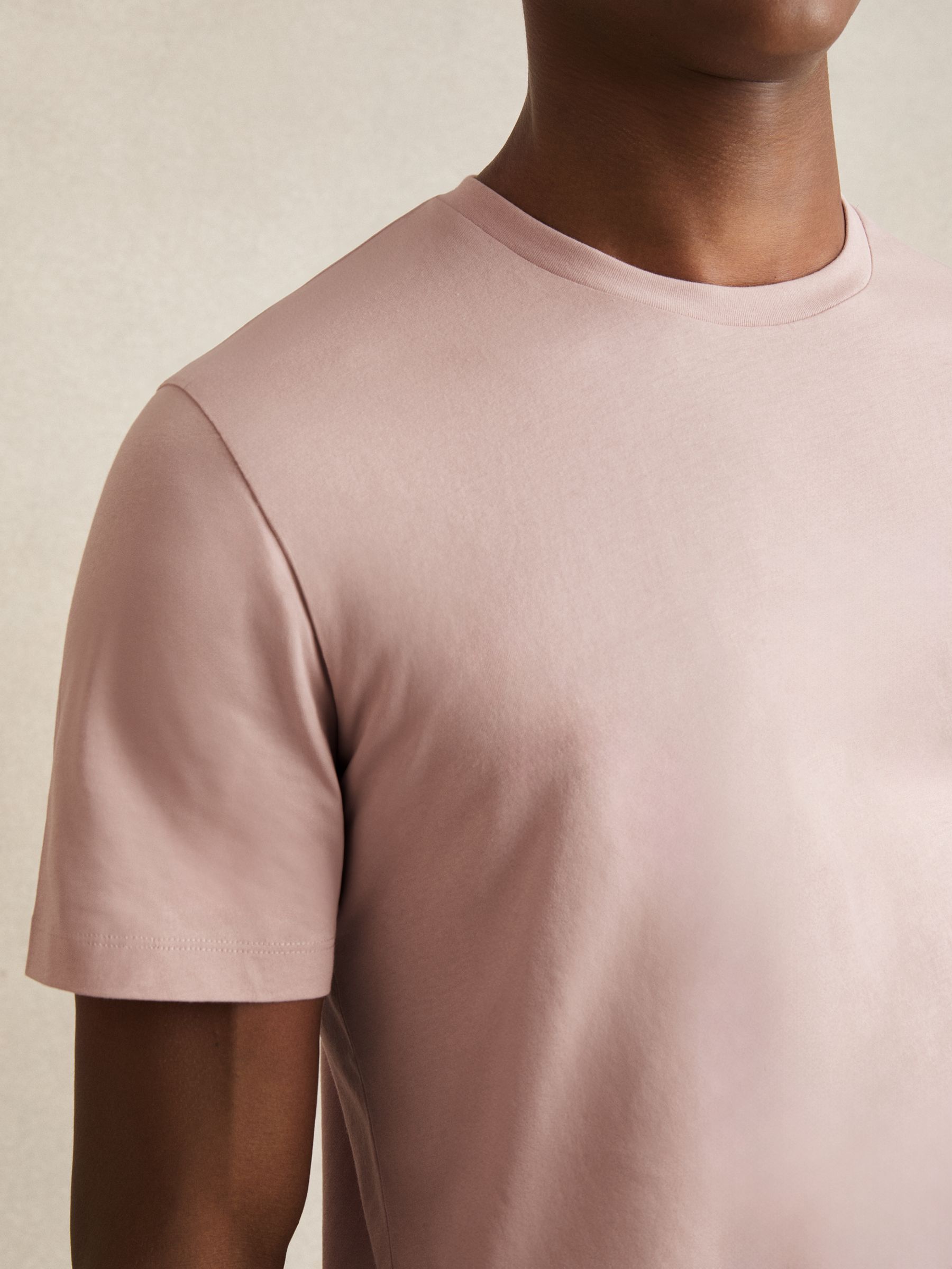 Crew Neck T-Shirt in Soft Pink - Image 4 of 6