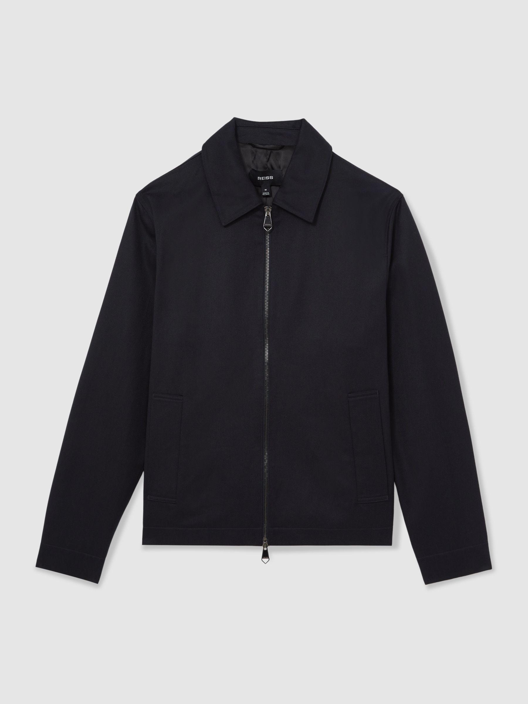 Lyocell-Cotton Zip-Through Twill Jacket in Navy - Image 2 of 6