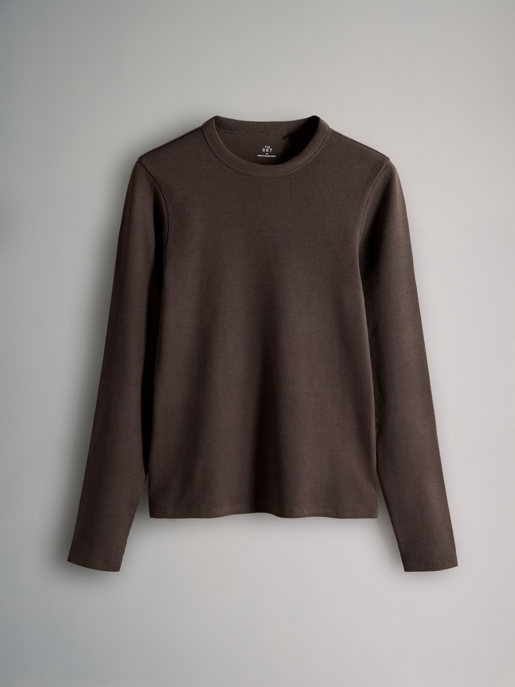 Chocolate Brown - 3 Pack Ribbed Vest / Long Sleeve / Short Sleeve T-shirt Essentials - Image 3 of 6