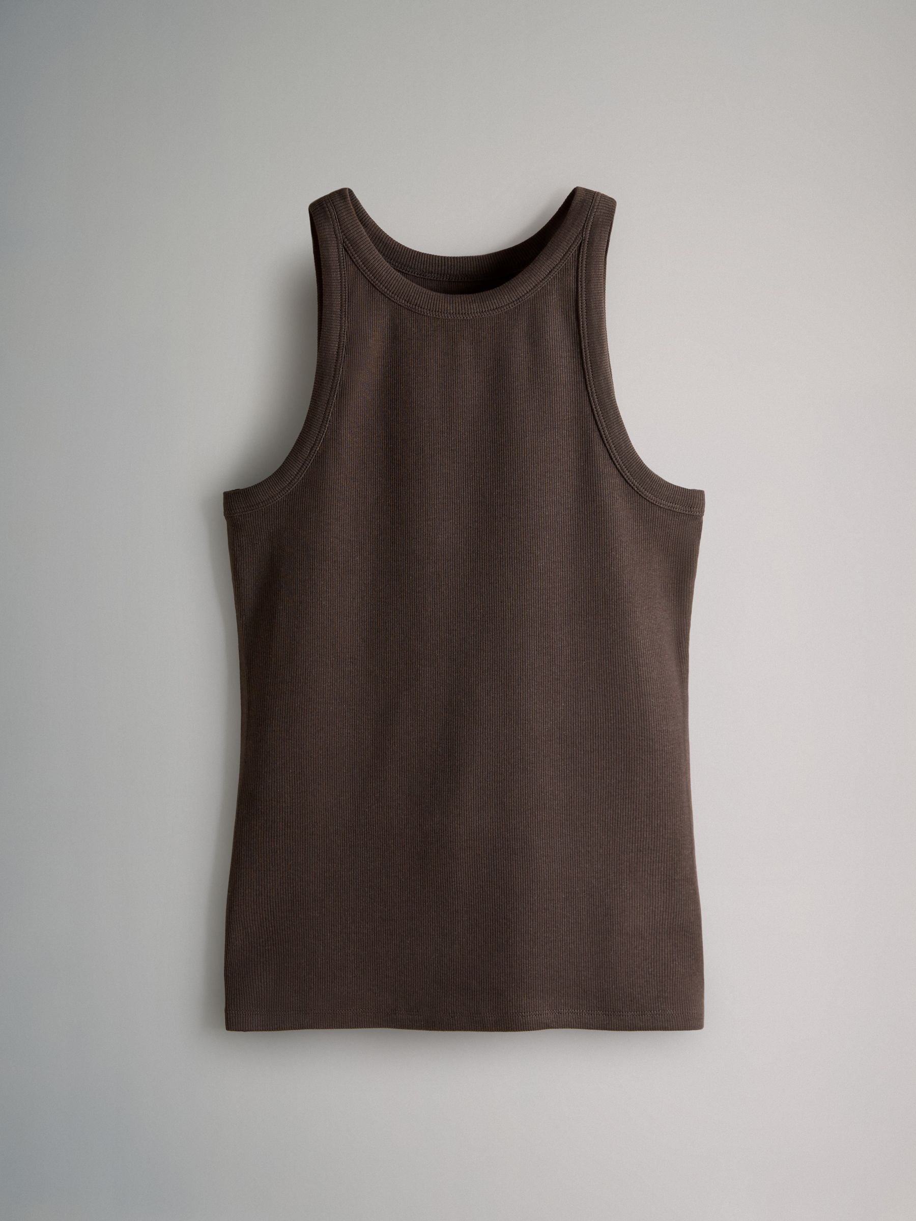 Chocolate Brown - 3 Pack Ribbed Vest / Long Sleeve / Short Sleeve T-shirt Essentials - Image 4 of 6