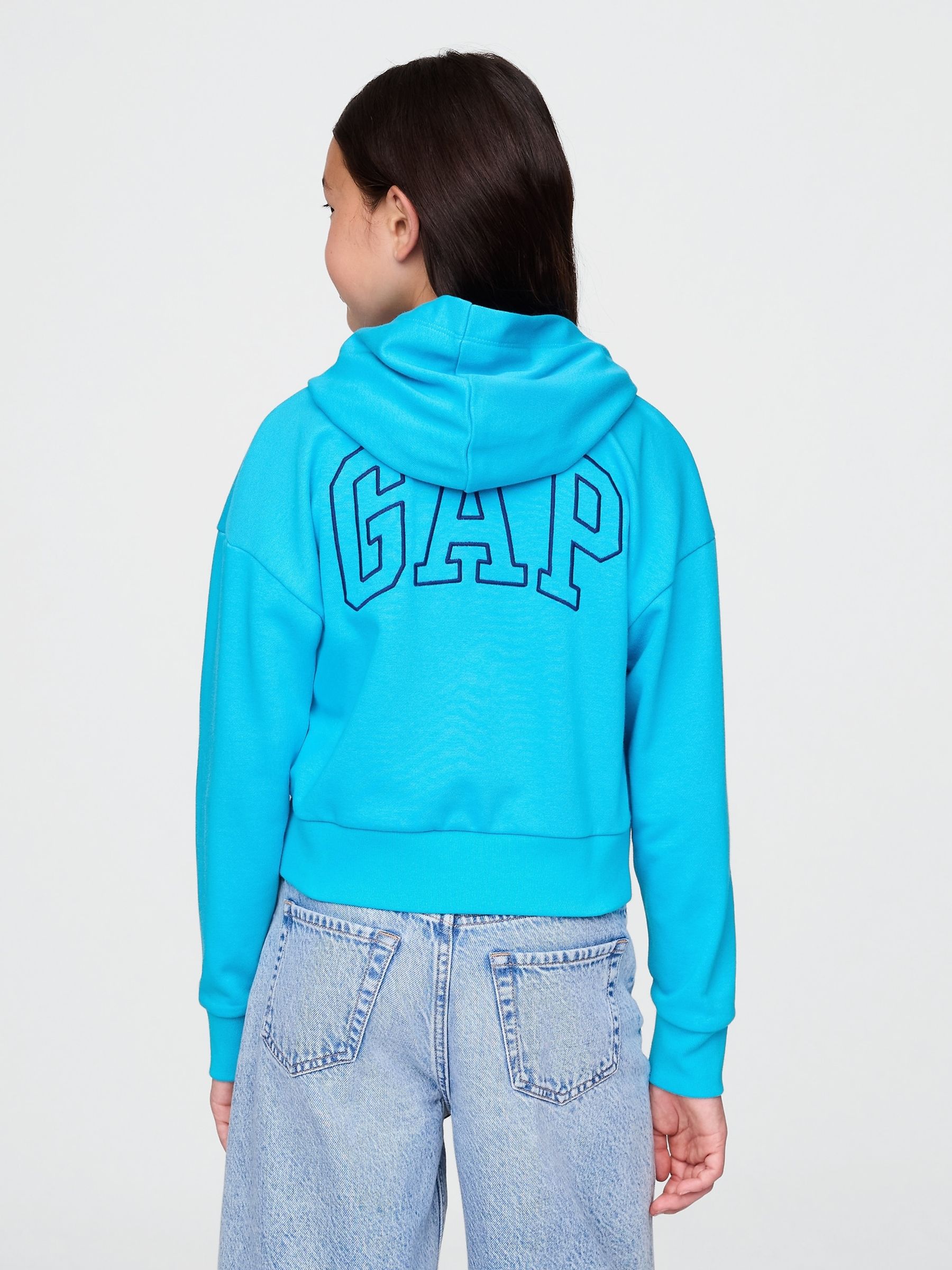 Blue Lilo and Stitch French Terry Cropped Zip Up Hoodie (4-13yrs) - Image 2 of 5