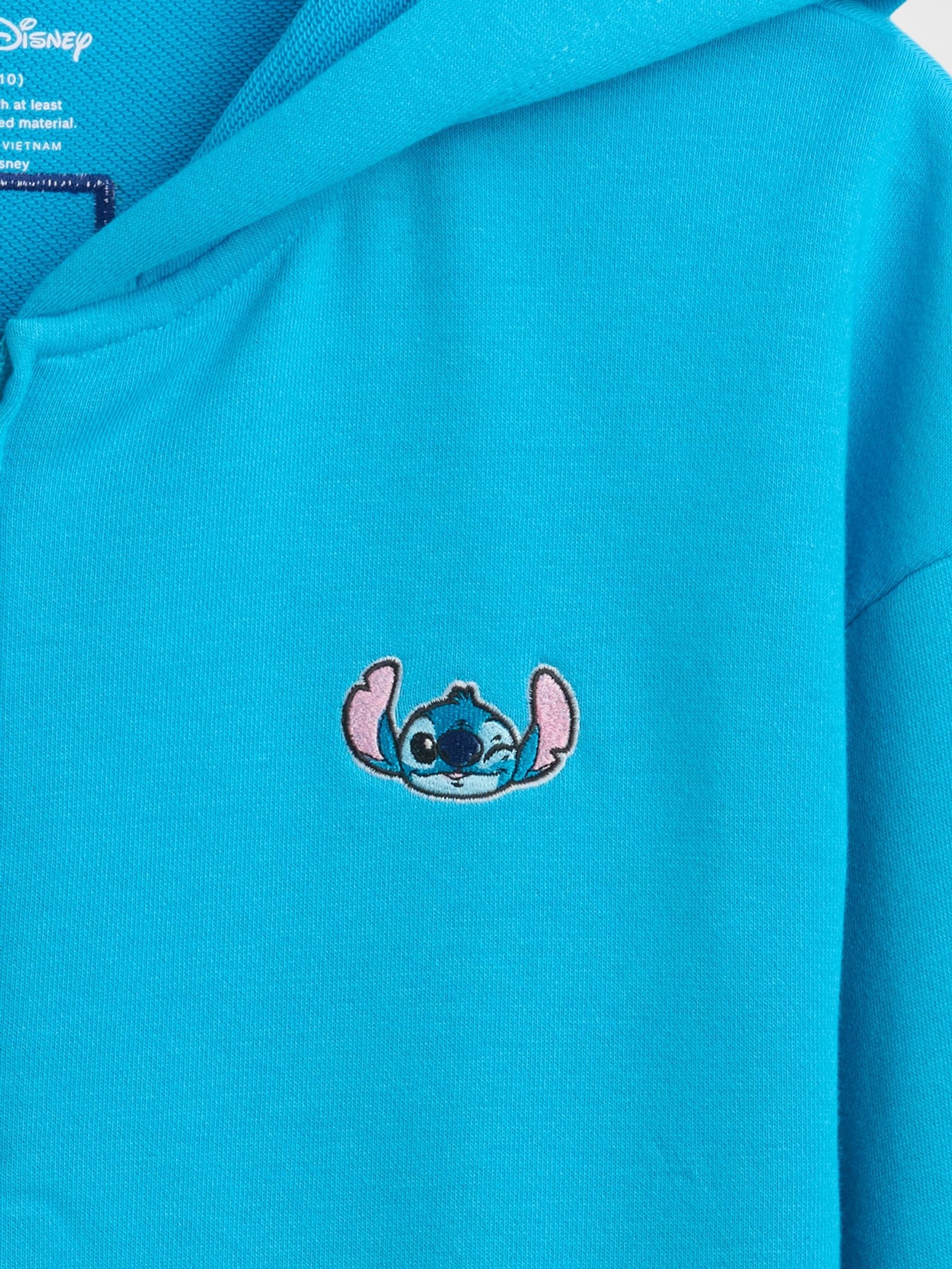 Blue Lilo and Stitch French Terry Cropped Zip Up Hoodie (4-13yrs) - Image 5 of 5