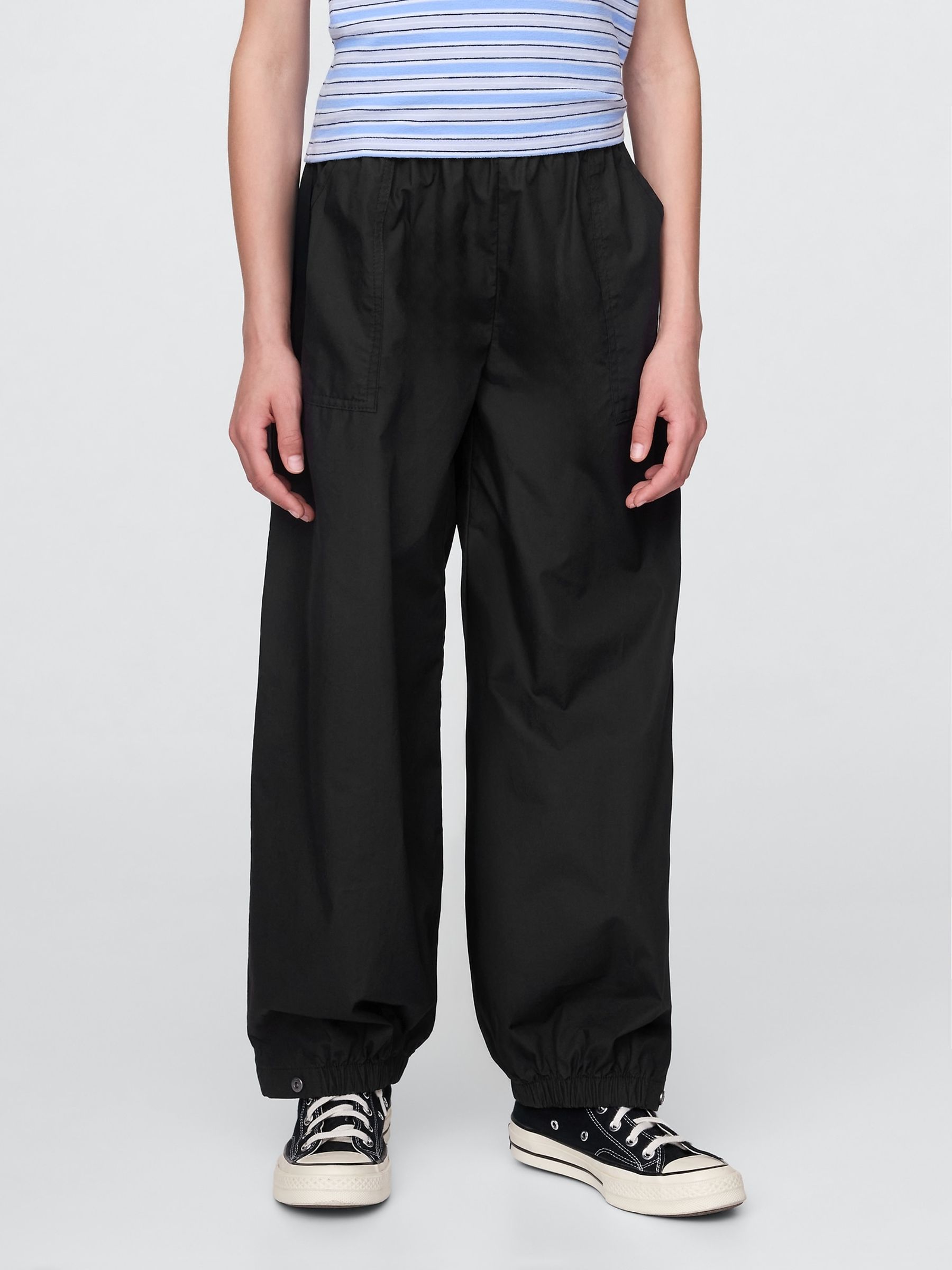 Black Poplin Baggy Joggers (4-12yrs) - Image 1 of 5