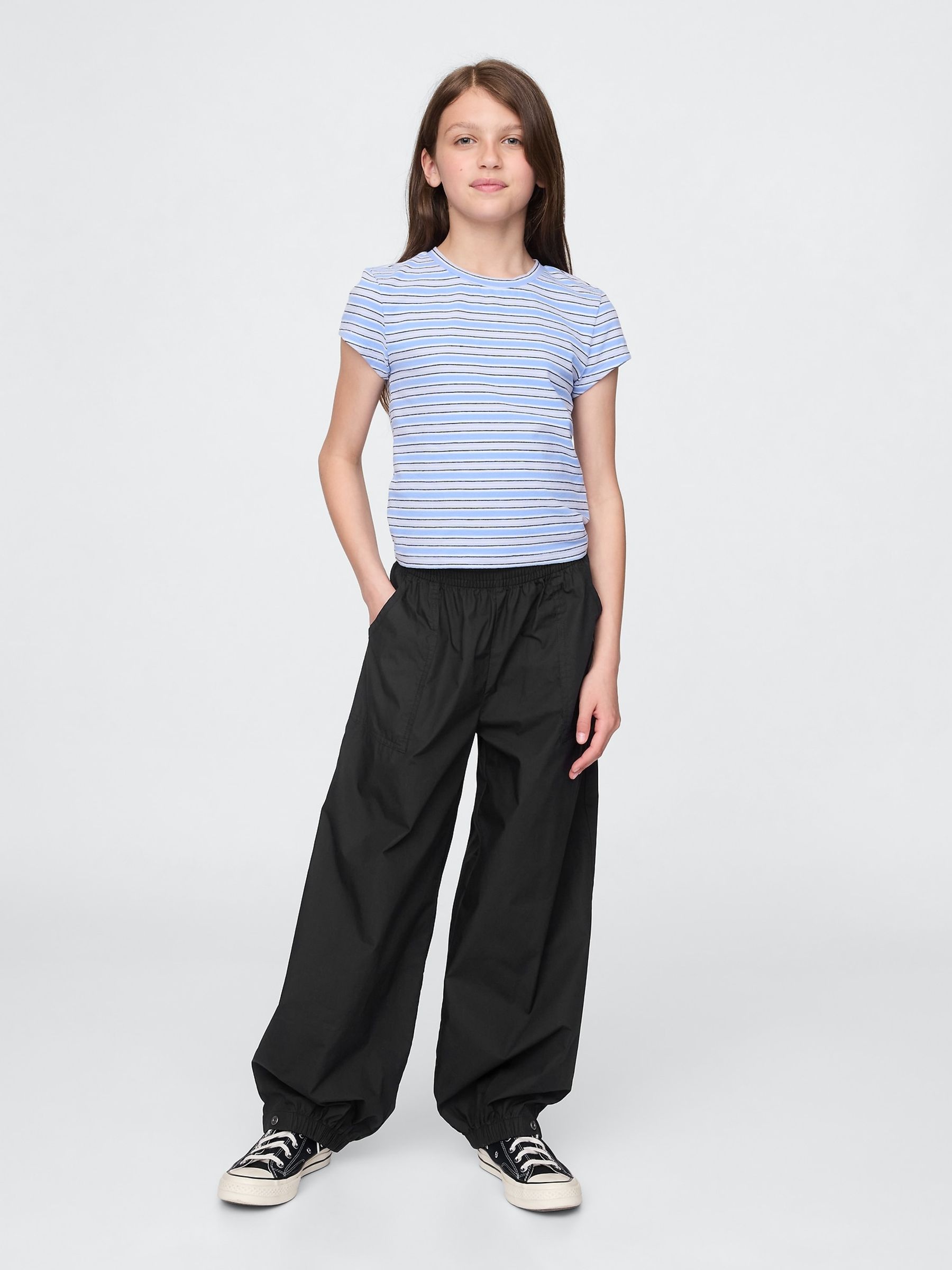 Black Poplin Baggy Joggers (4-12yrs) - Image 3 of 5