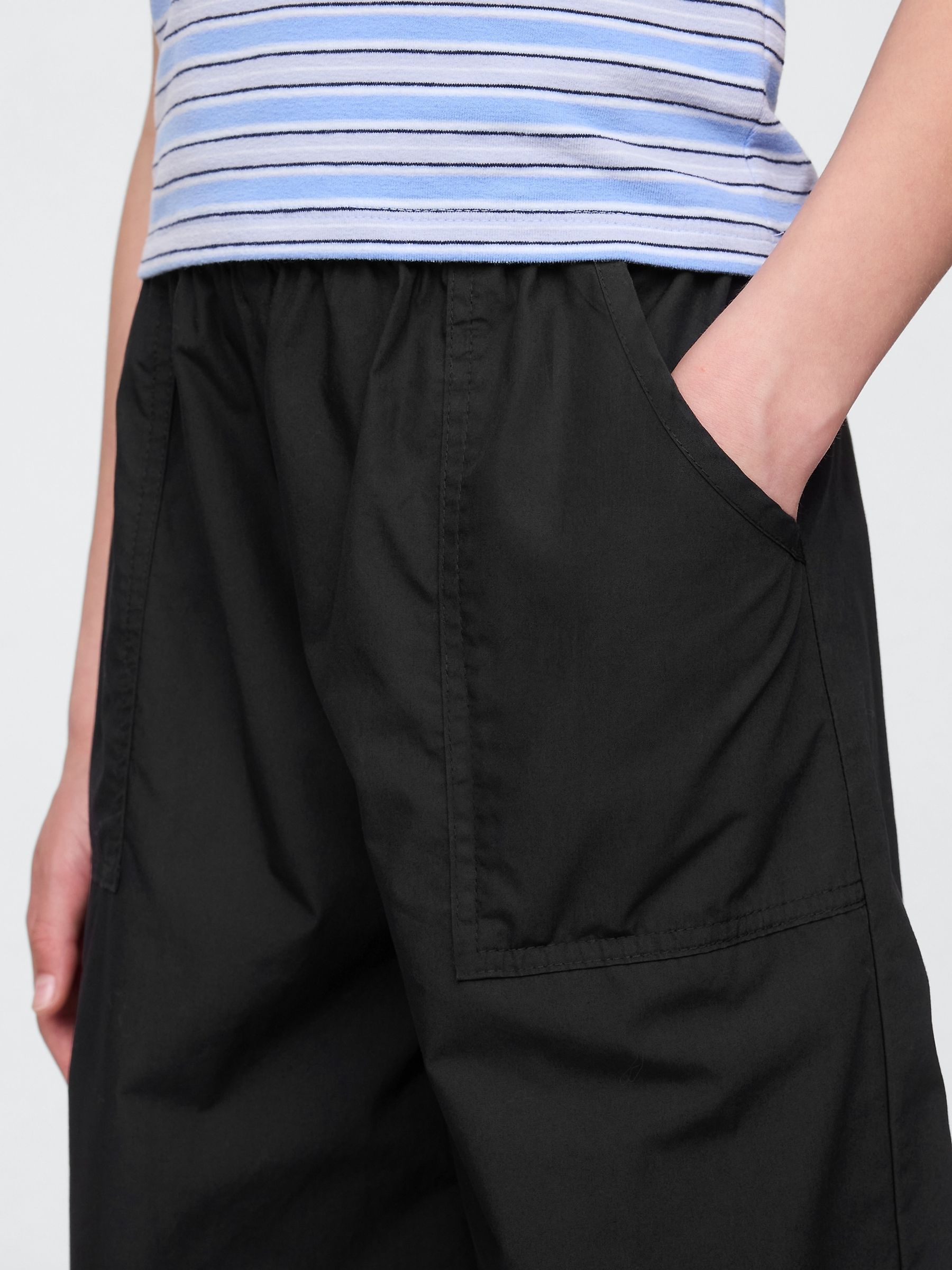 Black Poplin Baggy Joggers (4-12yrs) - Image 4 of 5