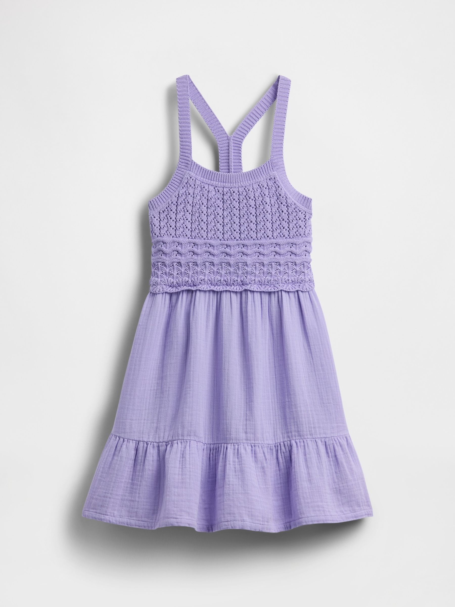 Purple Racerback Crochet Tank Dress (4-13yrs) - Image 3 of 4