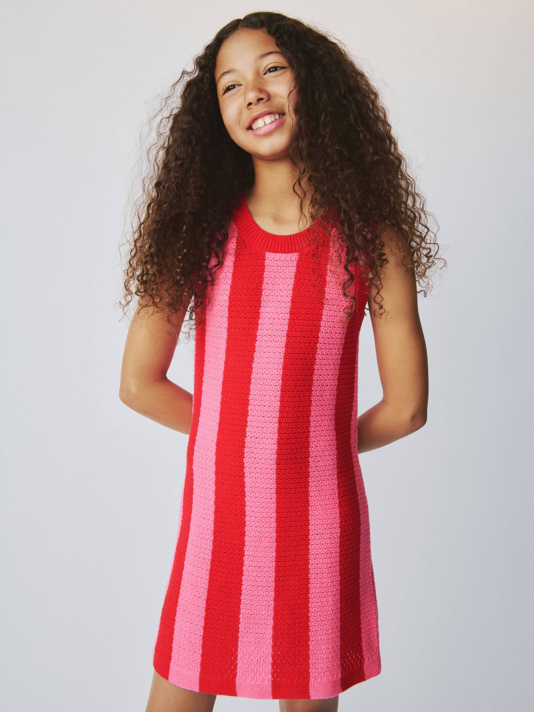Red Crochet Stripe Dress (4-13yrs) - Image 3 of 3