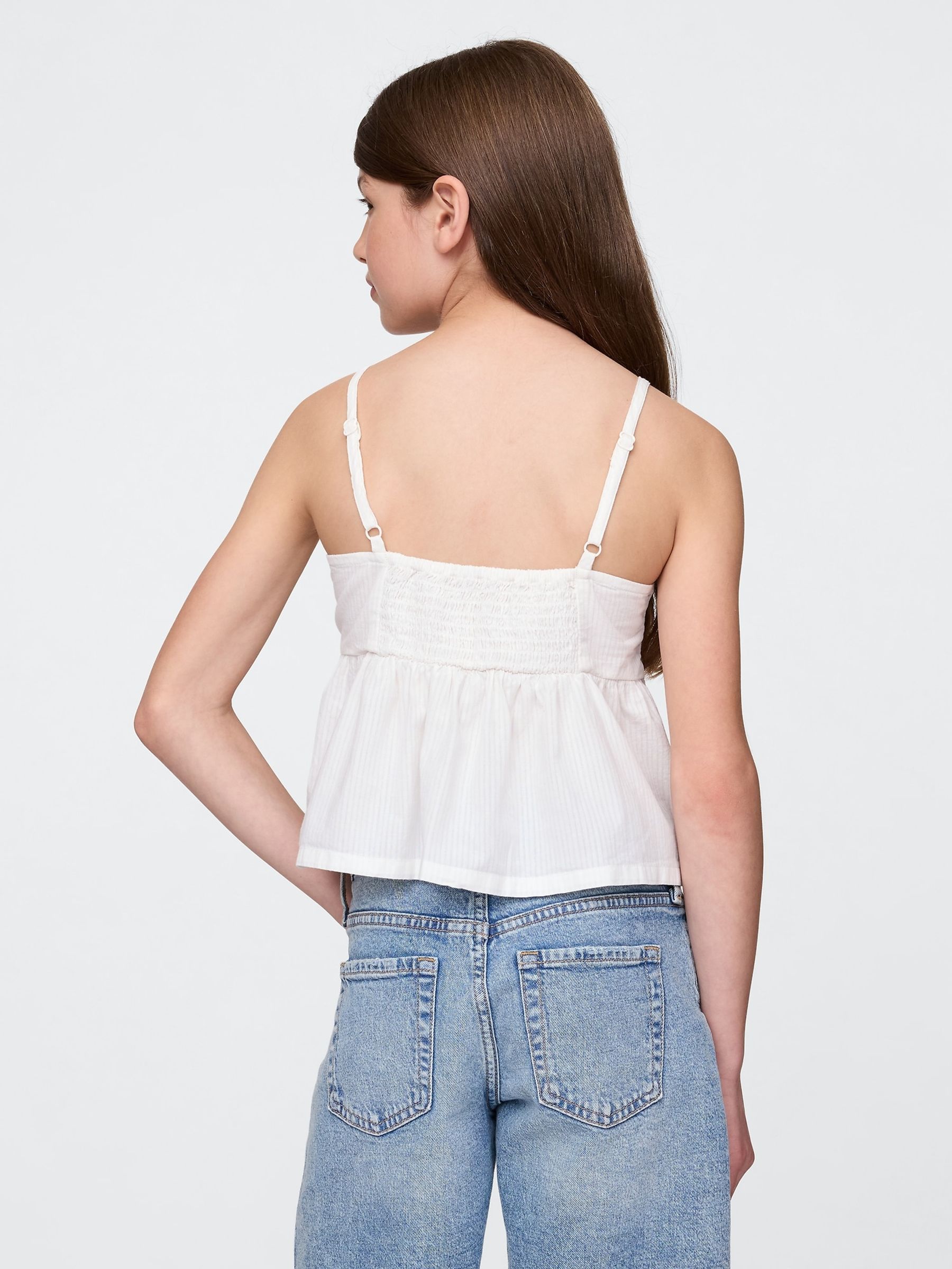 White Bow-Strap Peplum Top (4-13yrs) - Image 1 of 5