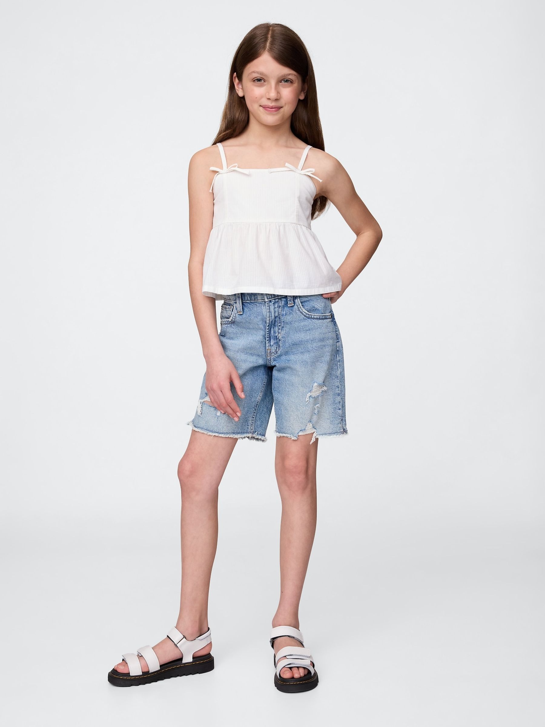 White Bow-Strap Peplum Top (4-13yrs) - Image 3 of 5
