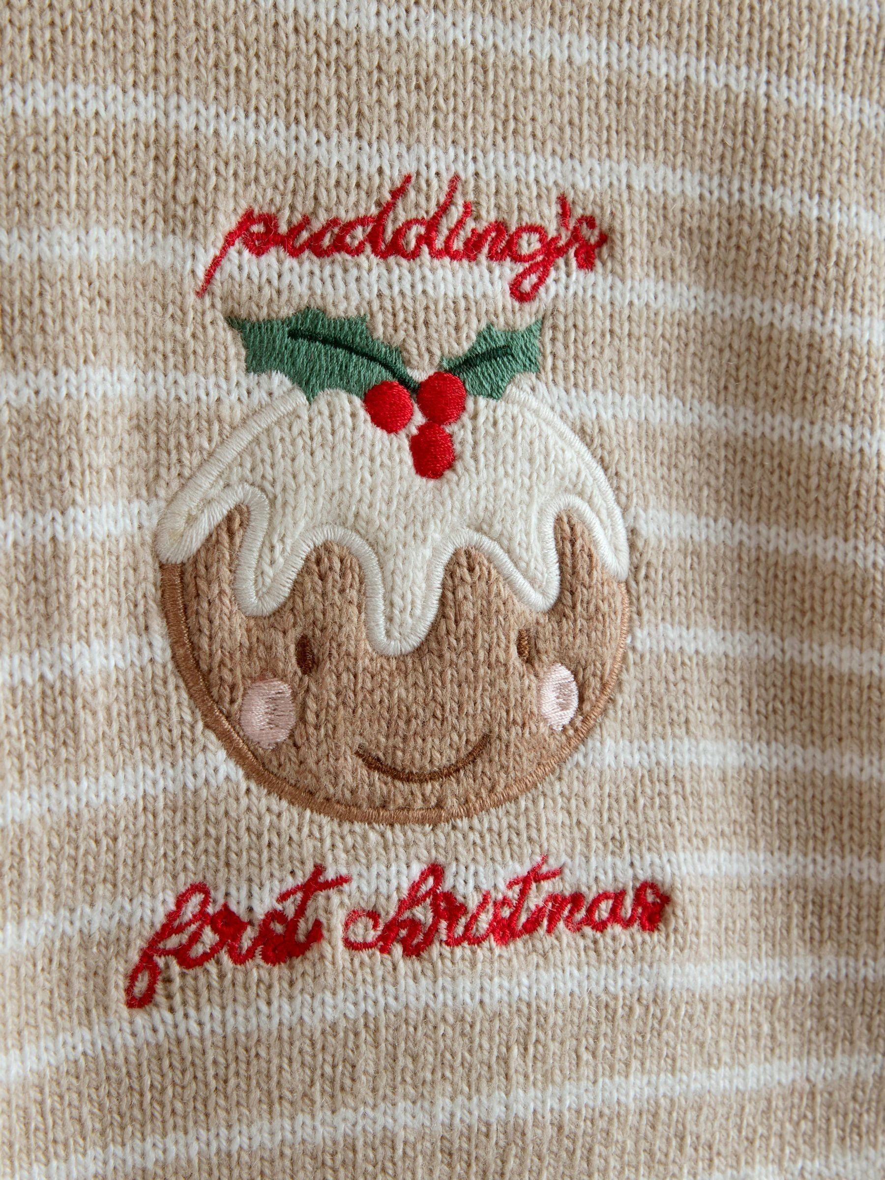 Grey My First Christmas Pudding Knitted Set - Image 2 of 6