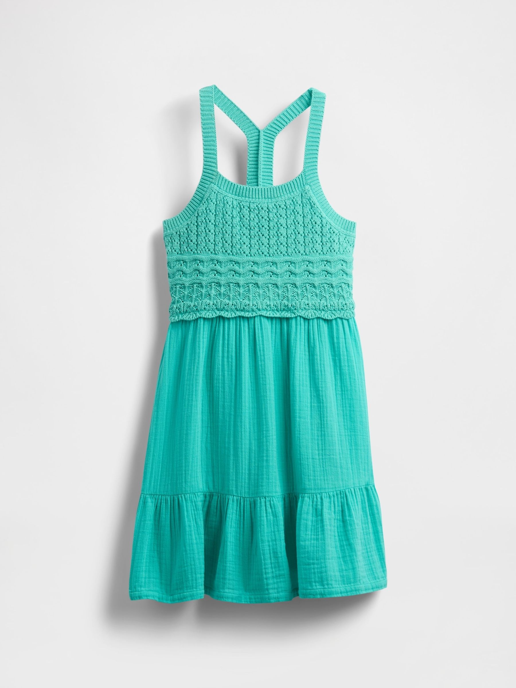 Green Racerback Crochet Tank Dress (4-13yrs) - Image 3 of 4