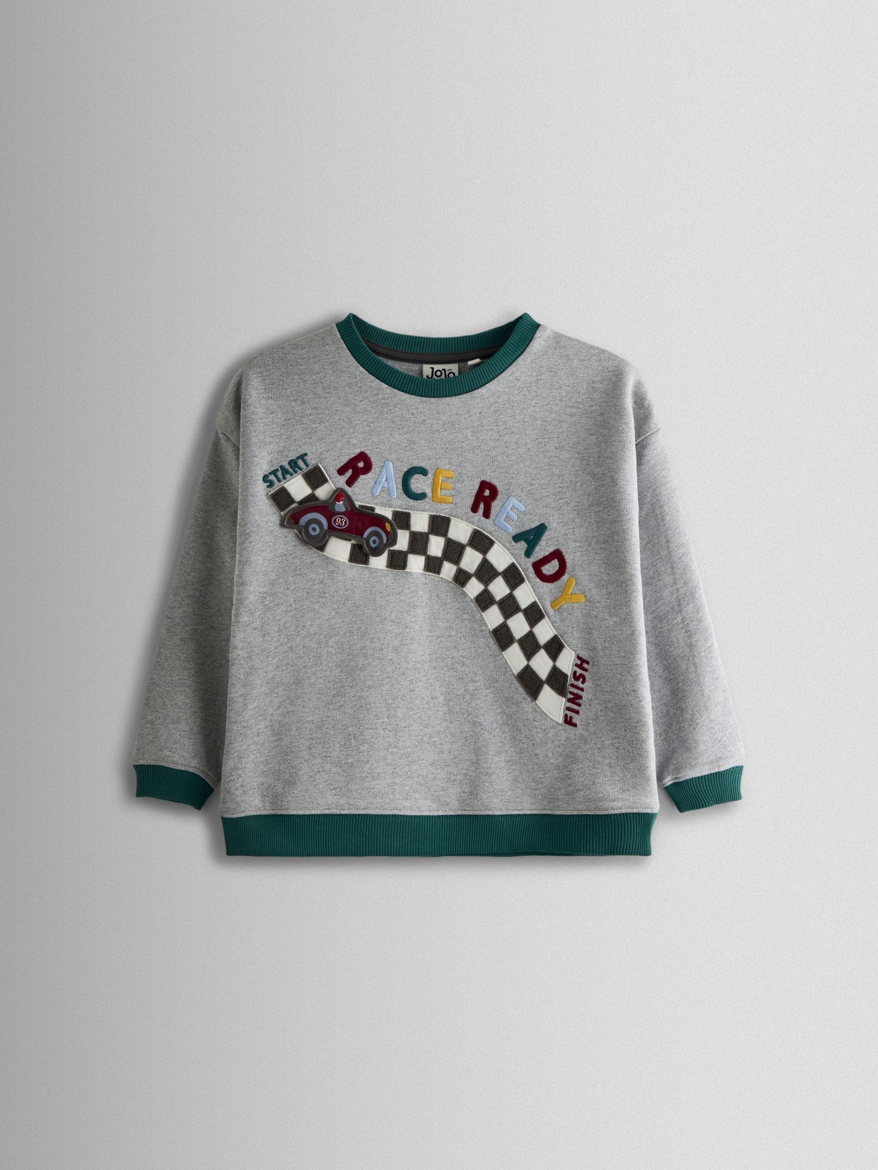 Grey Race Track 2-Piece Drop Shoulder Sweatshirt & Joggers Set - Image 2 of 6 Grey Race Track 2-Piece Drop Shoulder Sweatshirt & Joggers Set - Image 2 of 6