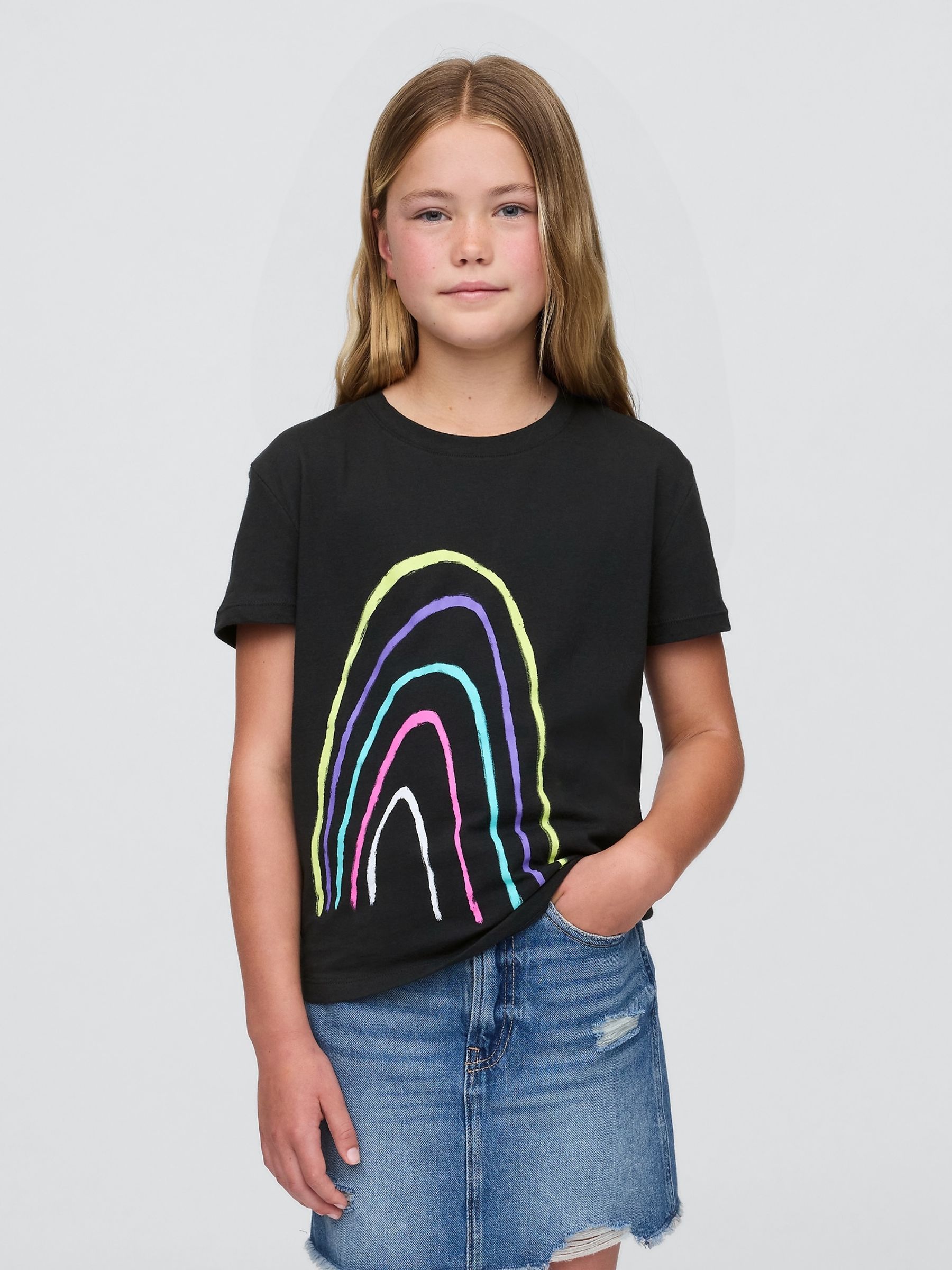 Black Rainbow Relaxed Graphic Short Sleeve T-Shirt (4-13yrs) - Image 1 of 4