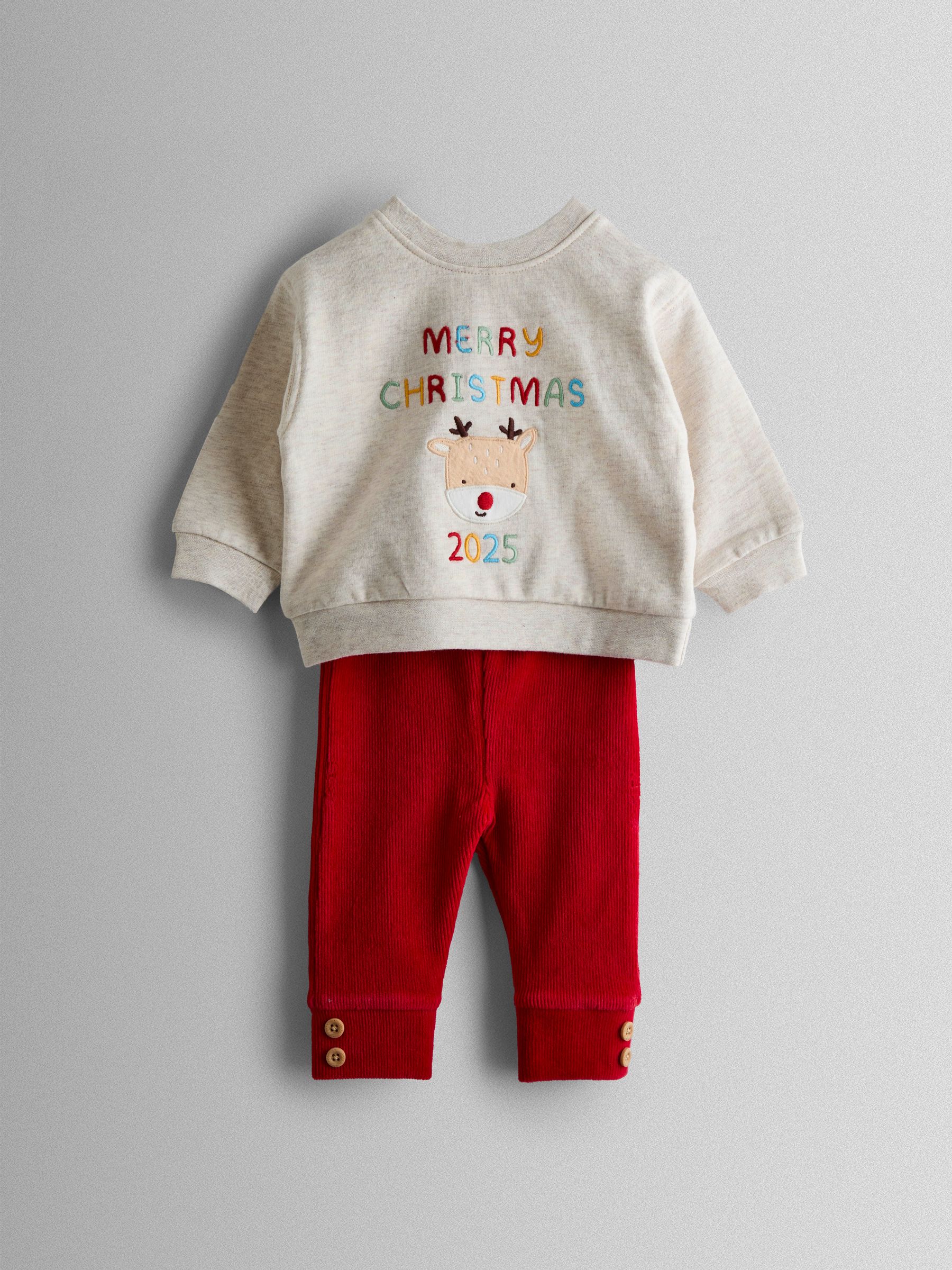Neutral Christmas Sweatshirt & Leggings Set - Image 4 of 10