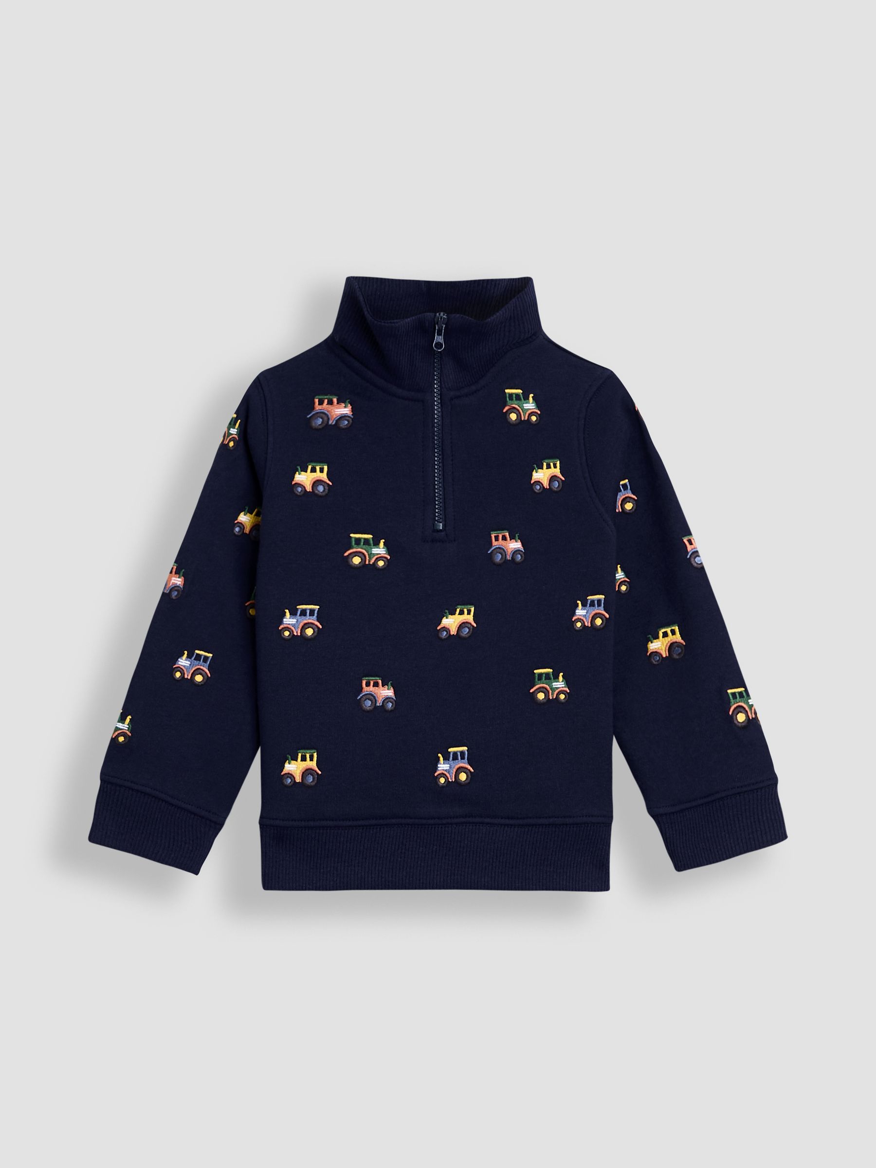 Navy Blue Tractor 2-Piece Embroidered Half Zip & Joggers Set - Image 2 of 7