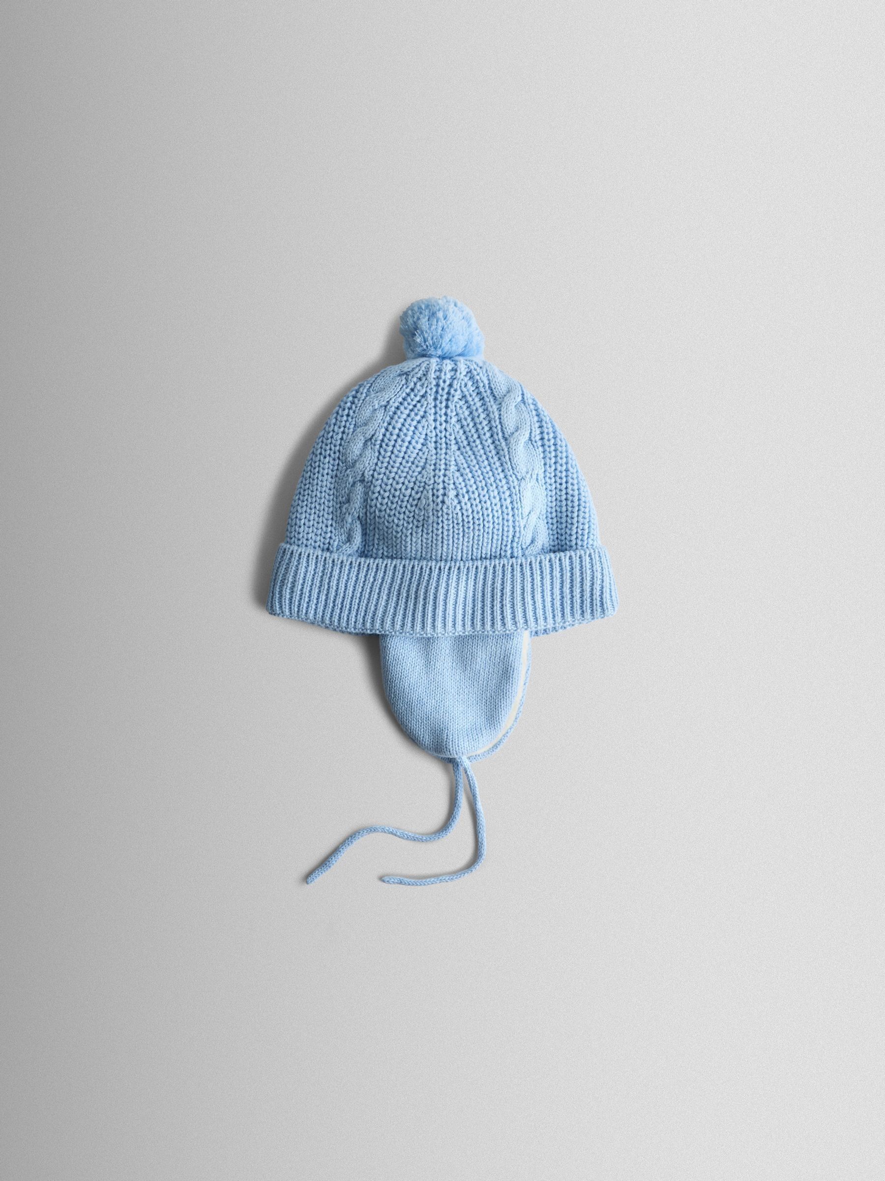 Light Blue Cosy Pom Pom Rib Hat - Image 3 of 4