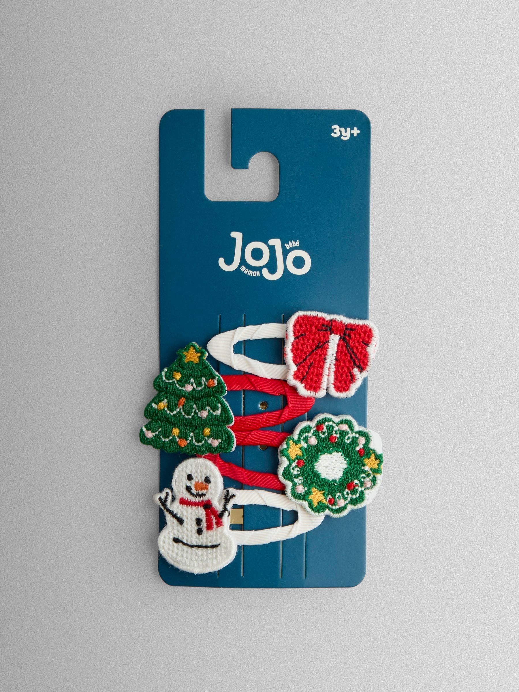 Red 4-Pack Festive Embroidered Clips - Image 1 of 3