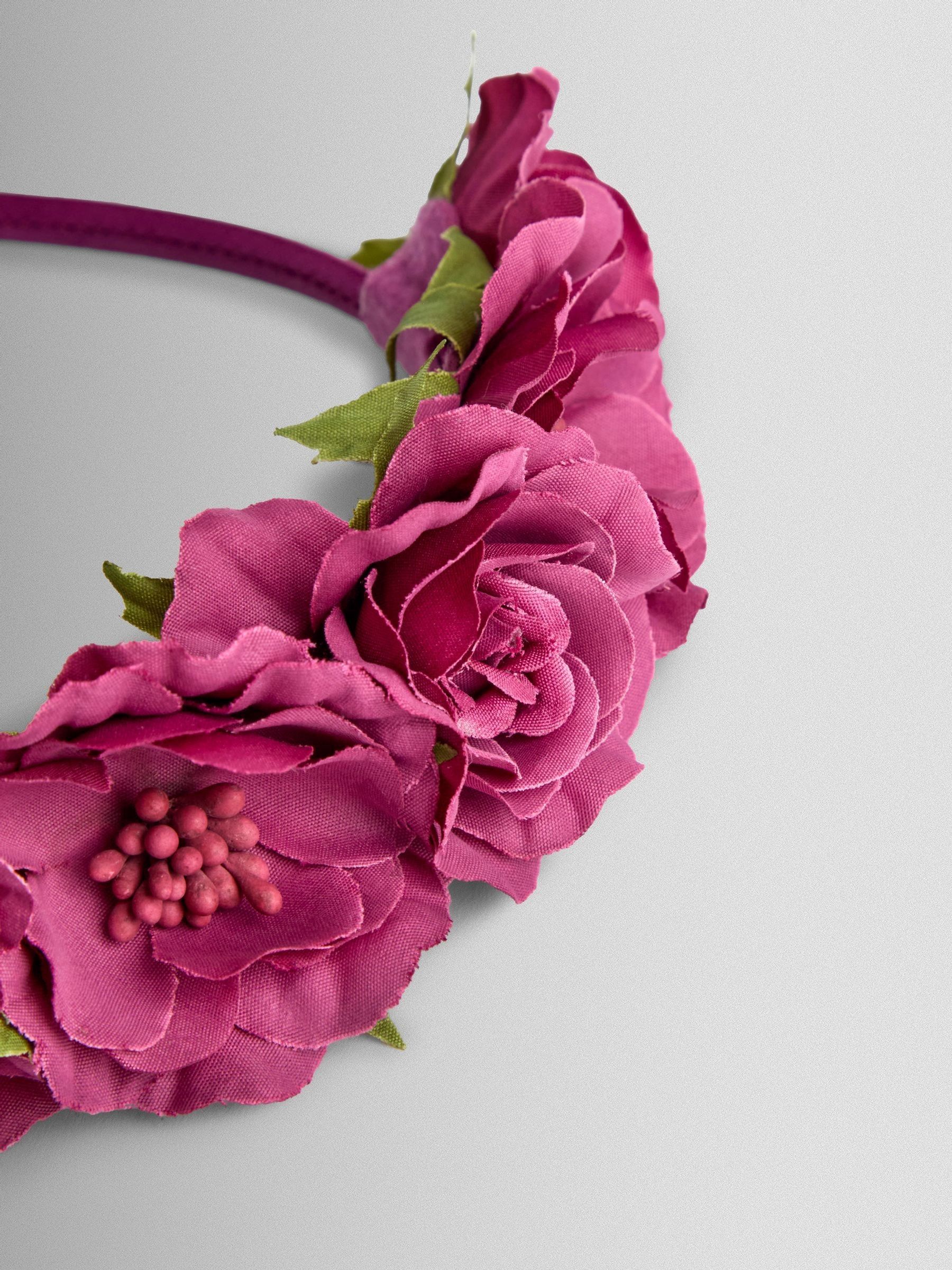 Purple Floral Tartan Ruffle Headband - Image 2 of 3