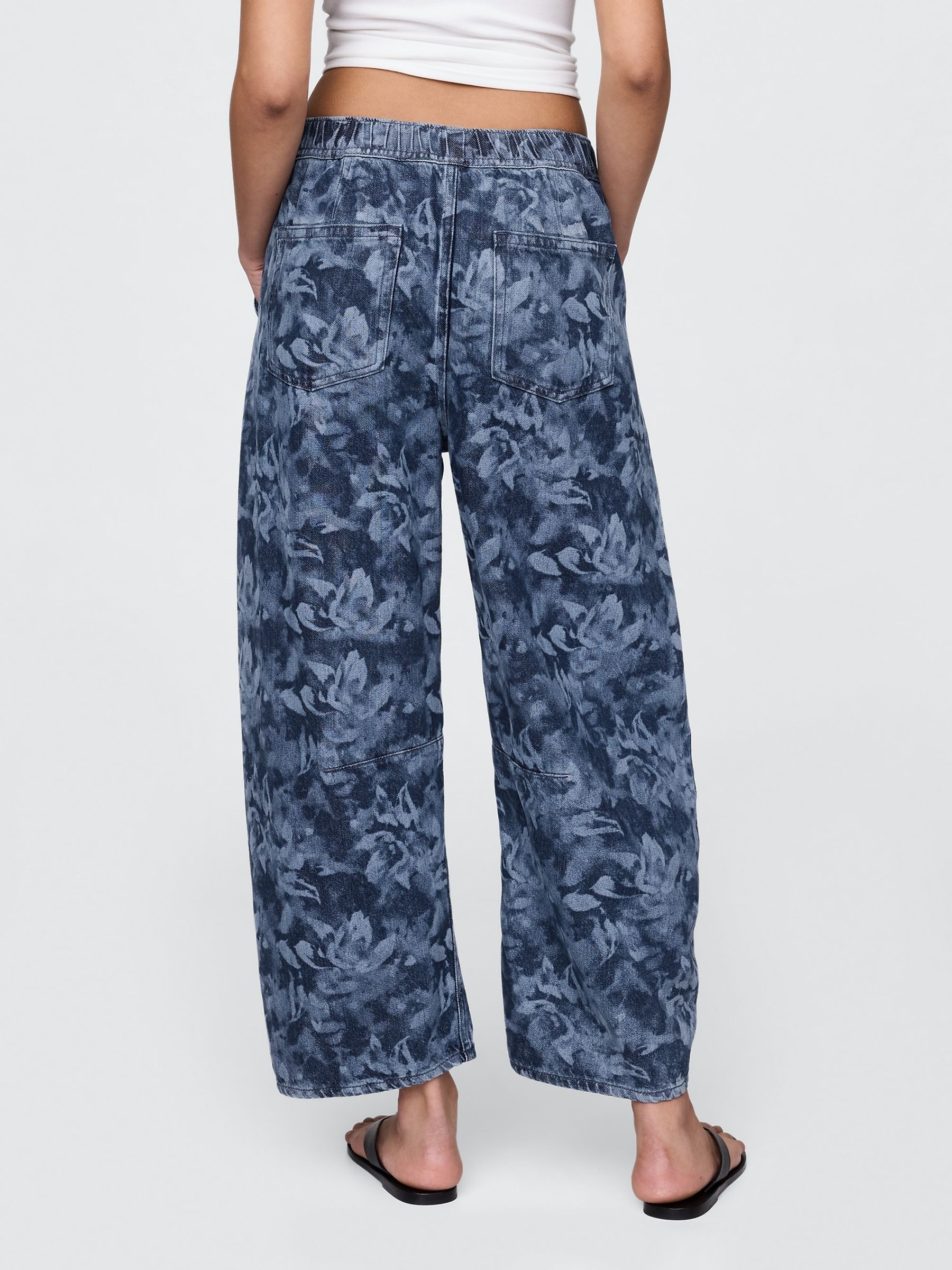 Blue Floral Mid Waist UltraSoft Easy Horseshoe Jeans - Image 2 of 7