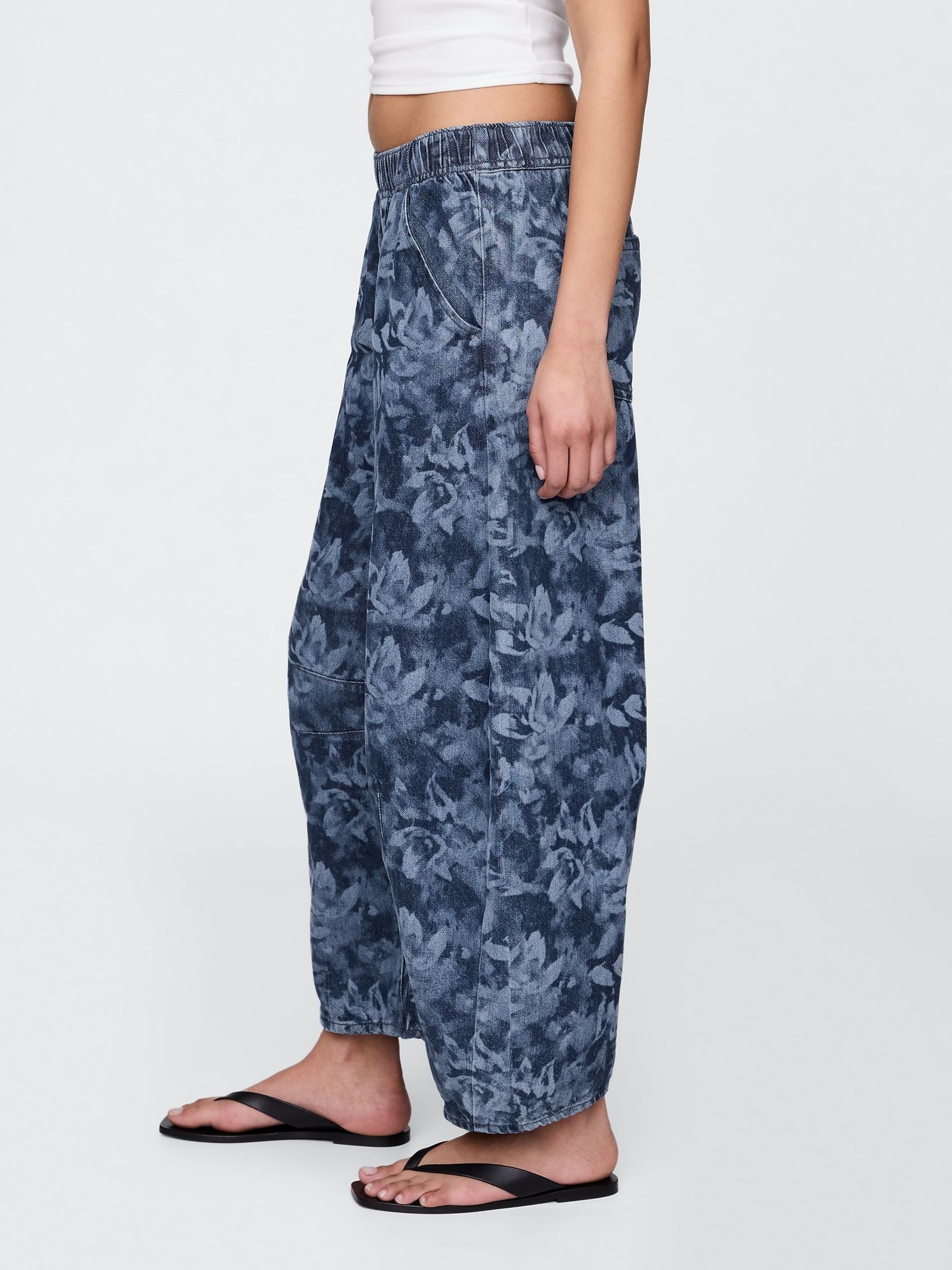 Blue Floral Mid Waist UltraSoft Easy Horseshoe Jeans - Image 3 of 7