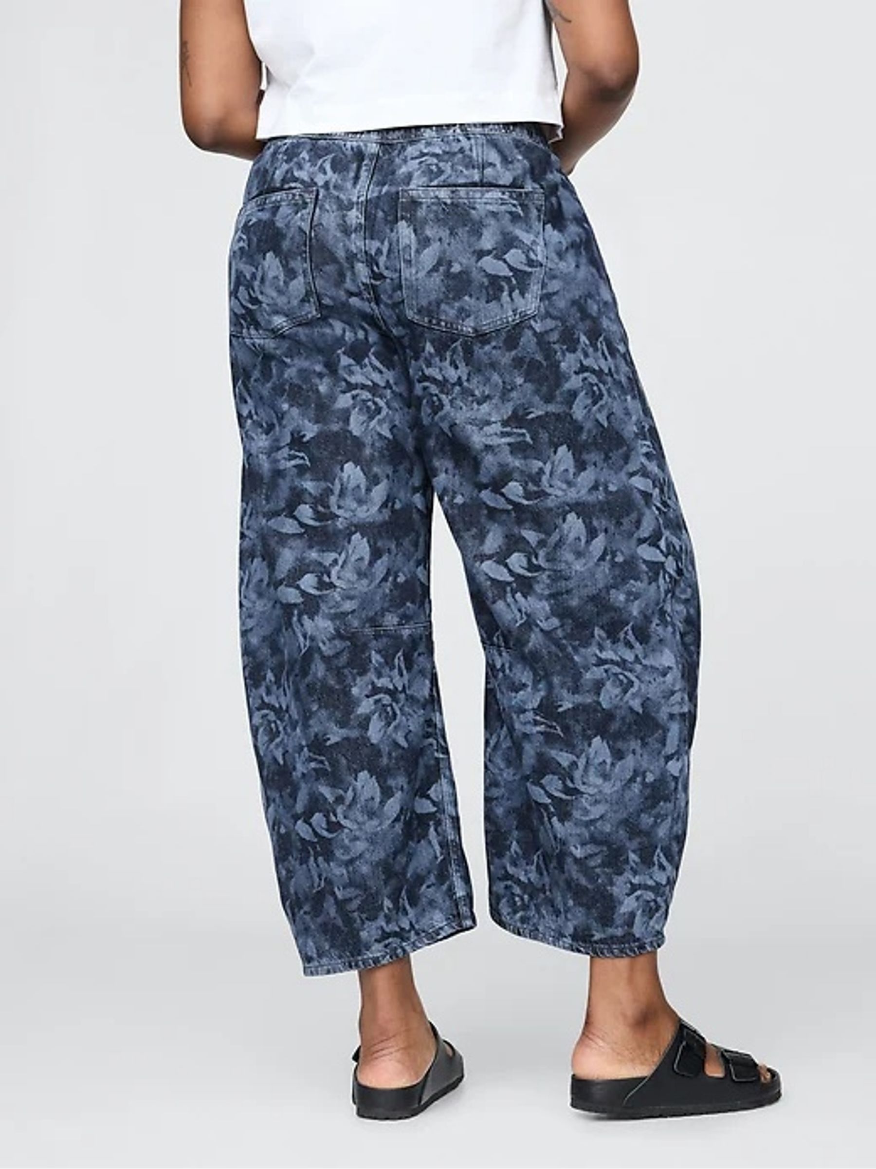 Blue Floral Mid Waist UltraSoft Easy Horseshoe Jeans - Image 5 of 7