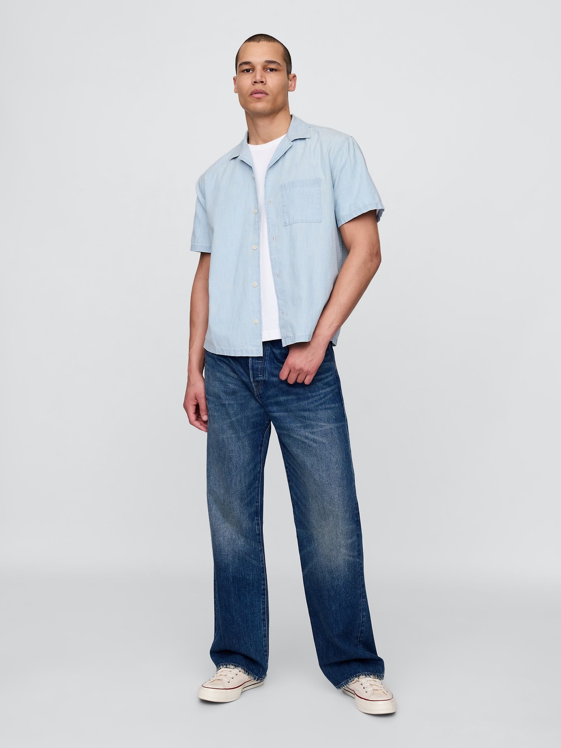 Blue Relaxed Denim Shirt - Image 3 of 5
