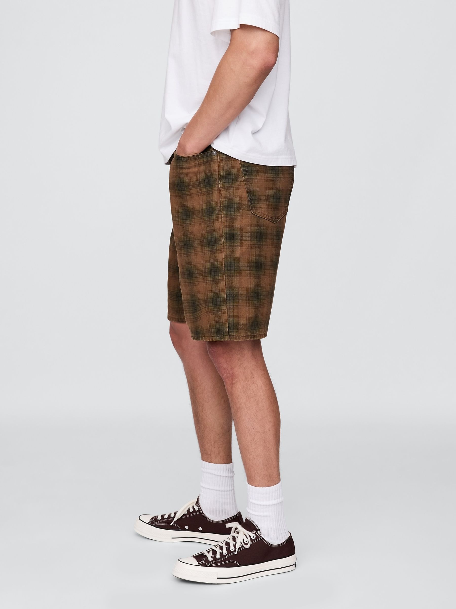Brown Check Check Canvas Shorts - Image 3 of 5