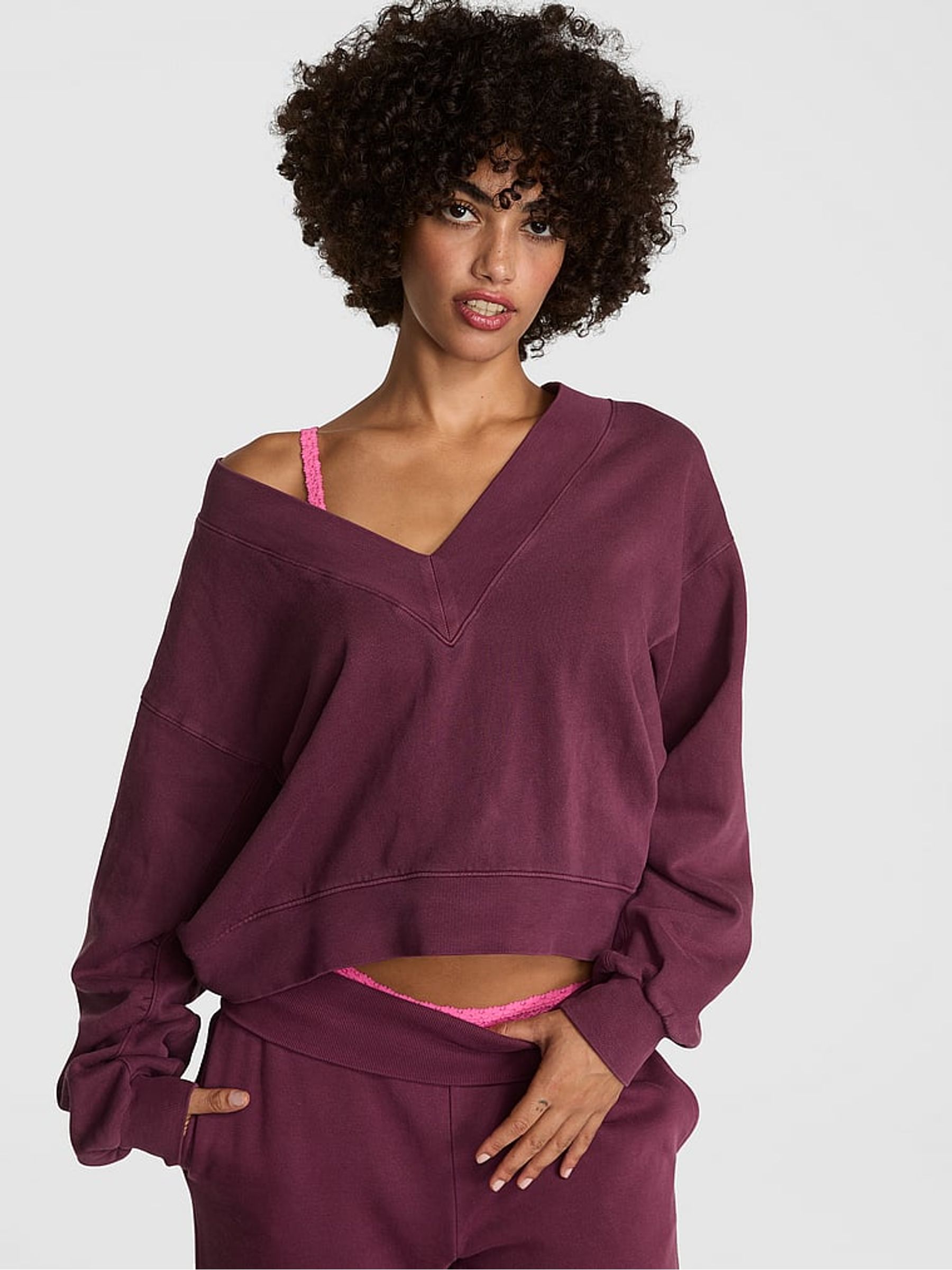 Purple Rose Fleece Sweatshirt - Image 1 of 2