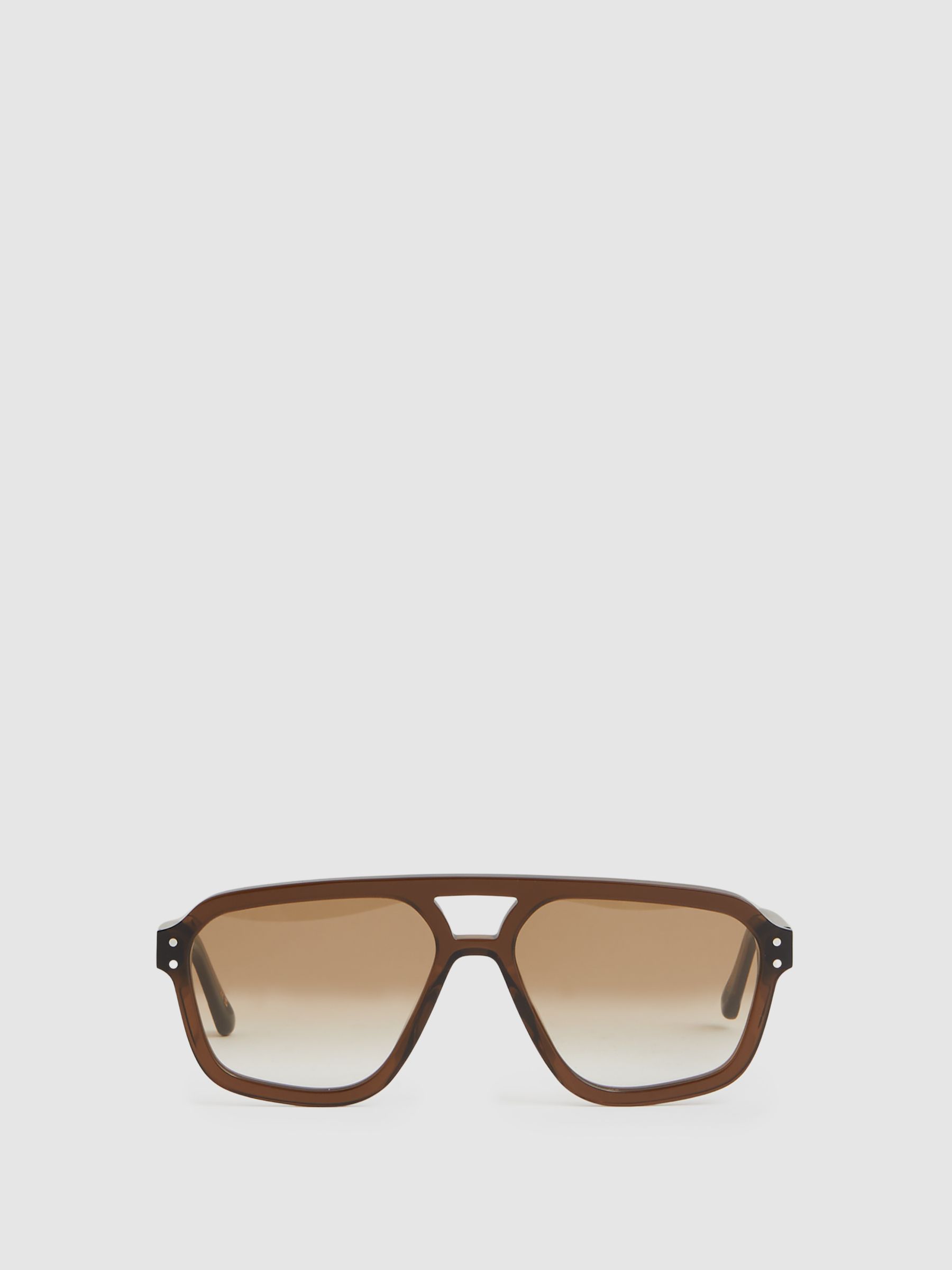Monokel Eyewear Aviator-Style Sunglasses in Cola Brown - Image 1 of 3