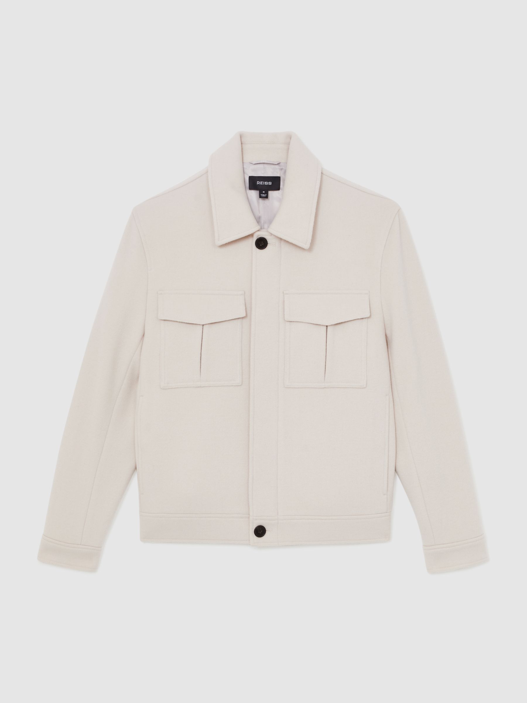 Wool Blend Twin Pocket Zipped Jacket in Ivory - Image 2 of 8