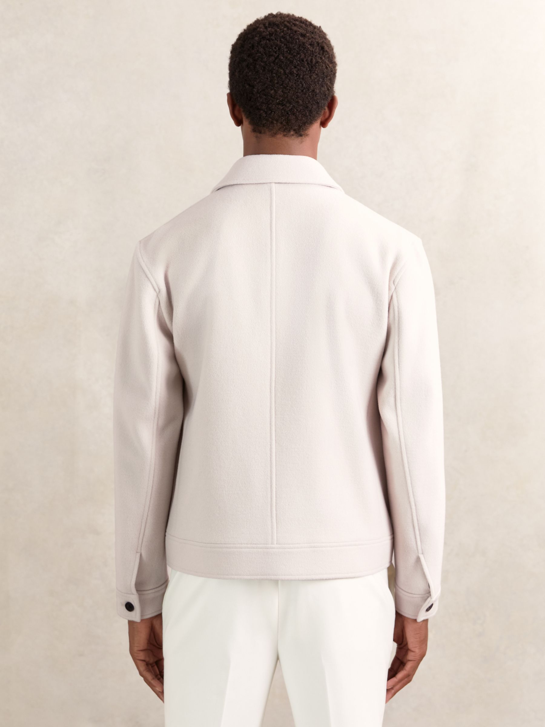 Wool Blend Twin Pocket Zipped Jacket in Ivory - image 5