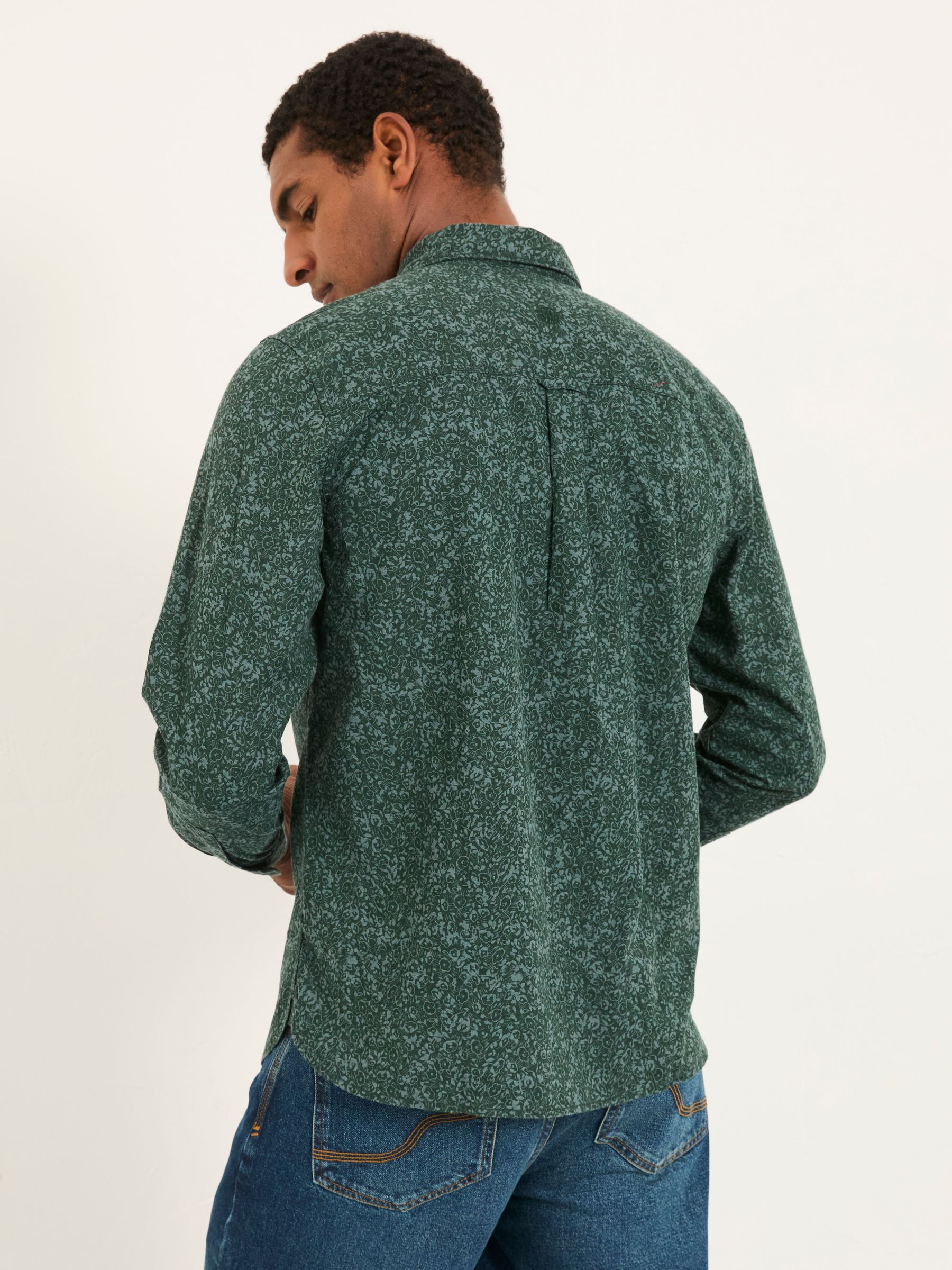 Dark Green Long Sleeve Floral Print Shirt - Image 2 of 7 Dark Green Long Sleeve Floral Print Shirt - Image 2 of 7