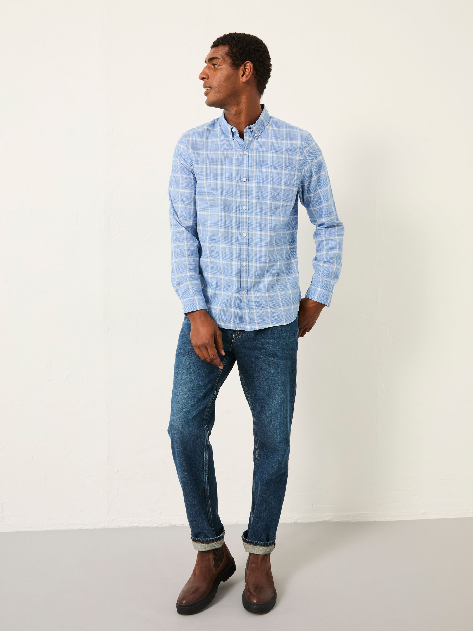 Egham Blue Long Sleeve Check Shirt - Image 3 of 7