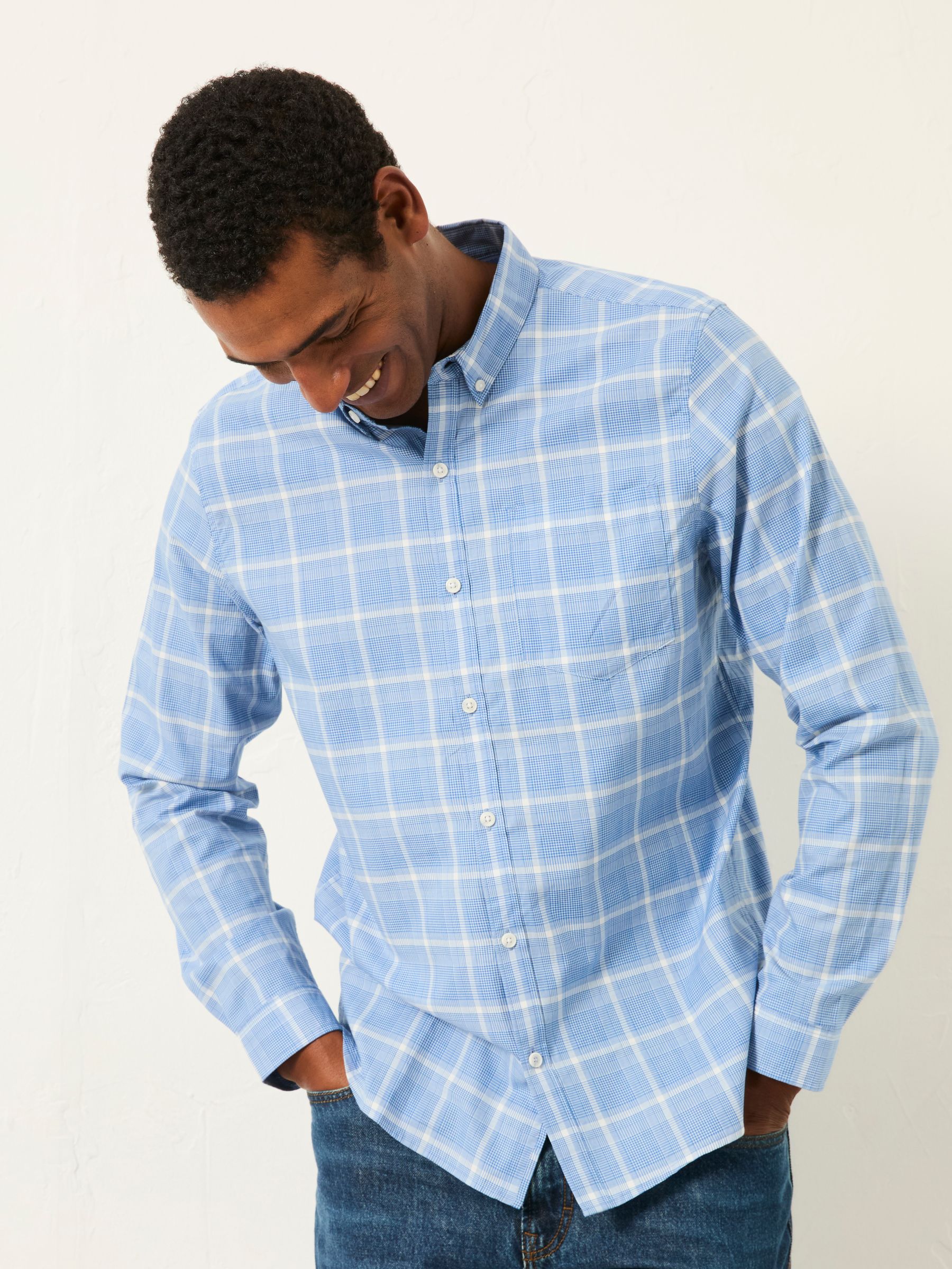 Egham Blue Long Sleeve Check Shirt - Image 5 of 7