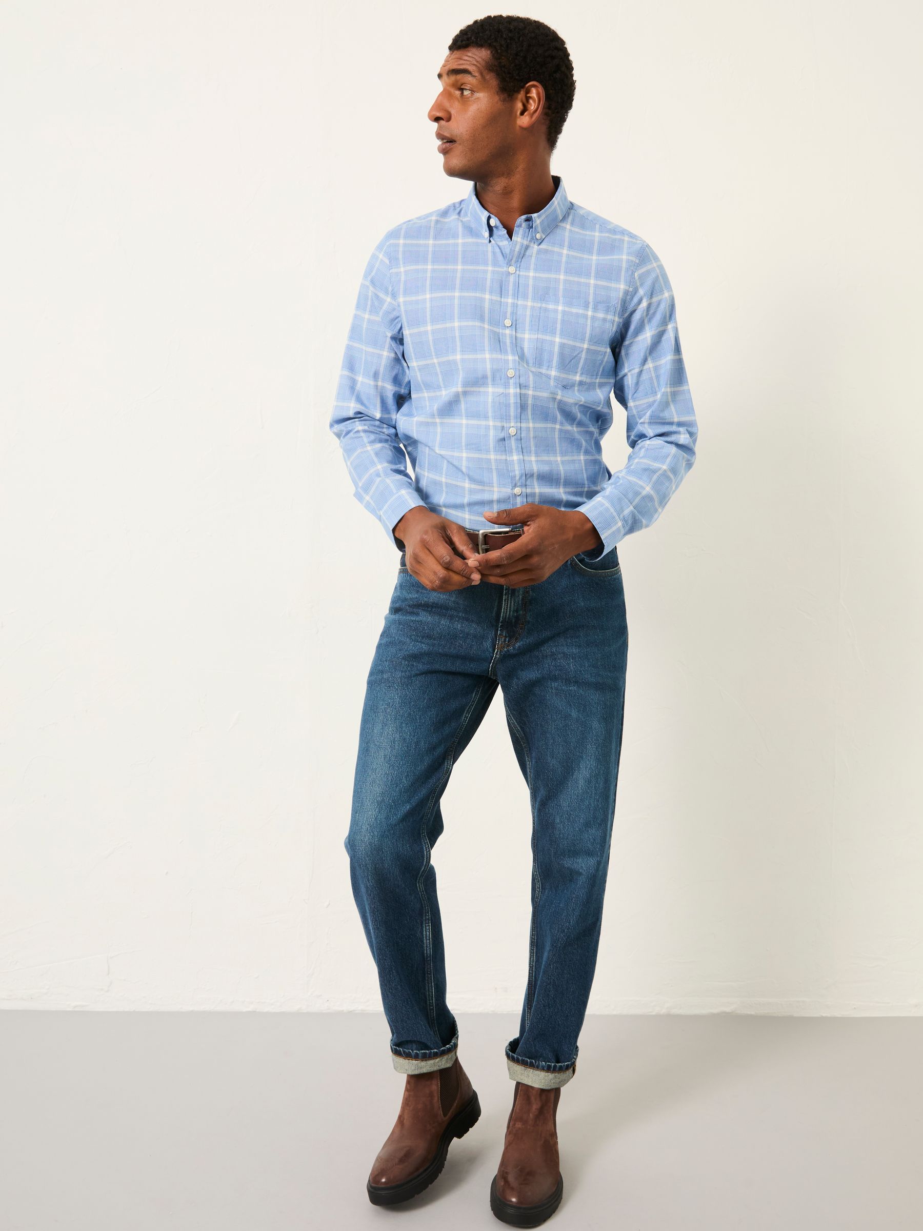 Egham Blue Long Sleeve Check Shirt - Image 6 of 7
