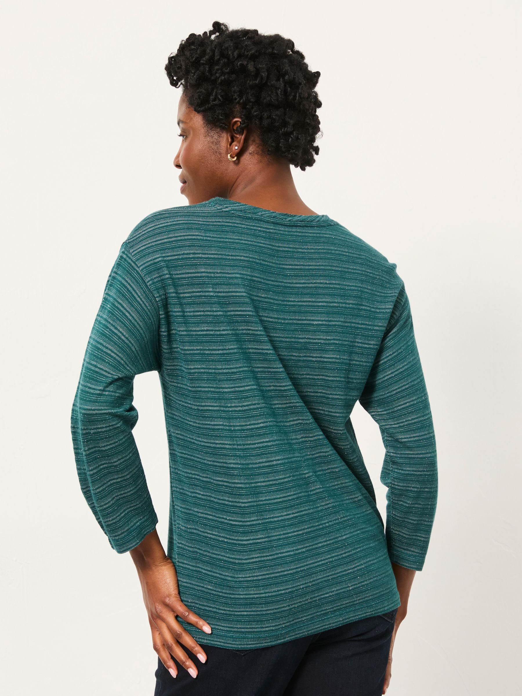 Jodie Teal Blue Long Sleeve Sparkle Top - Image 2 of 5