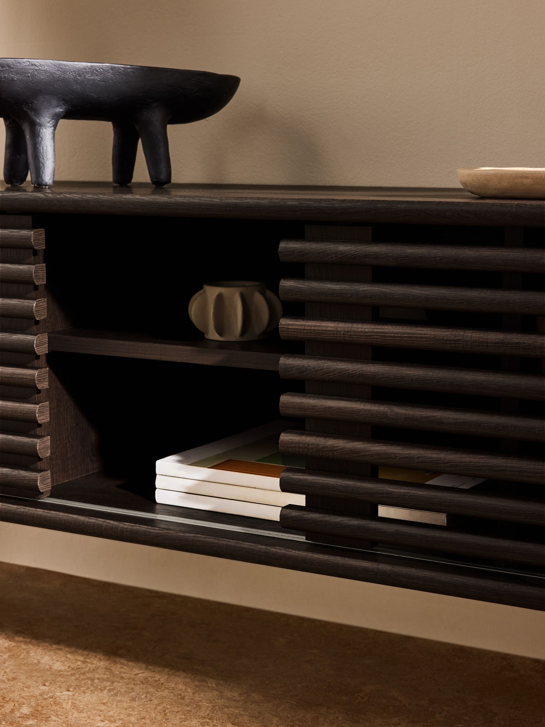 Tulma Wide TV Unit Up to 55 Inch in Dark Wood Effect - Image 3 of 6