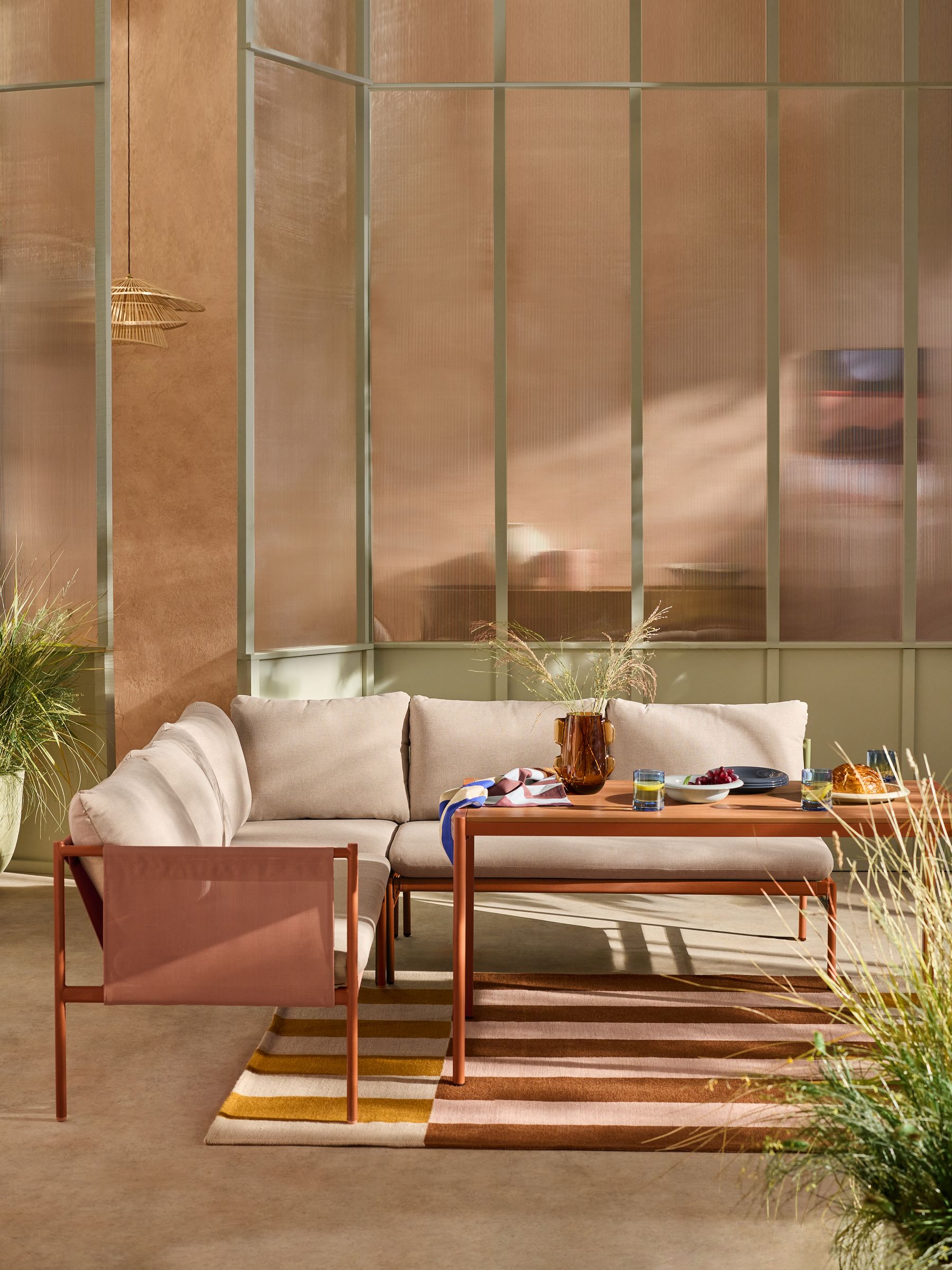 Estelle Corner Dining Lounge Set in Terracotta - Image 1 of 4