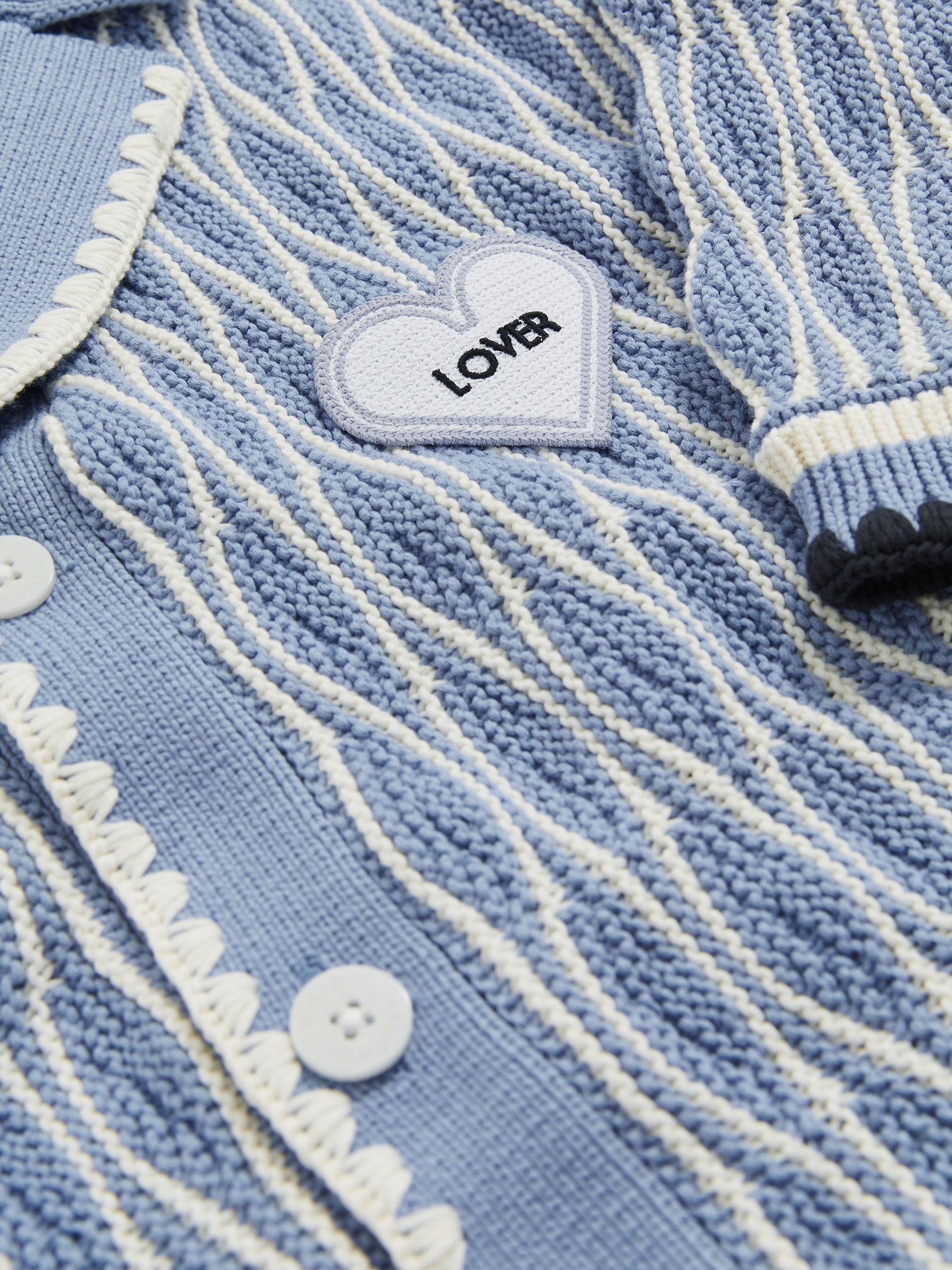 Tom Daley Wave-Knit Shirt in Soft Blue/White - Image 6 of 6