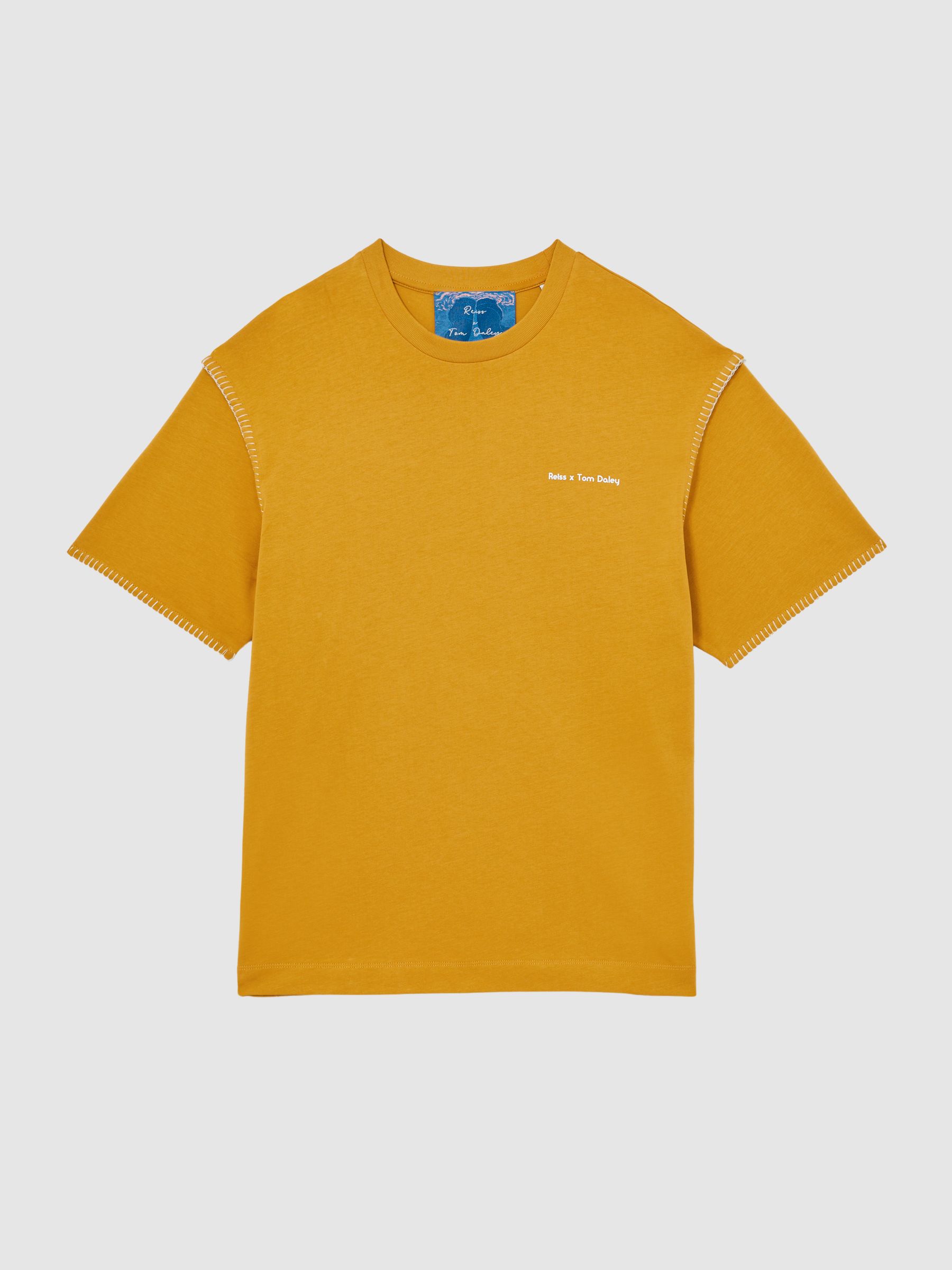 Reiss | Tom Daley Graphic-Print T-Shirt in Yellow - Image 2 of 5
