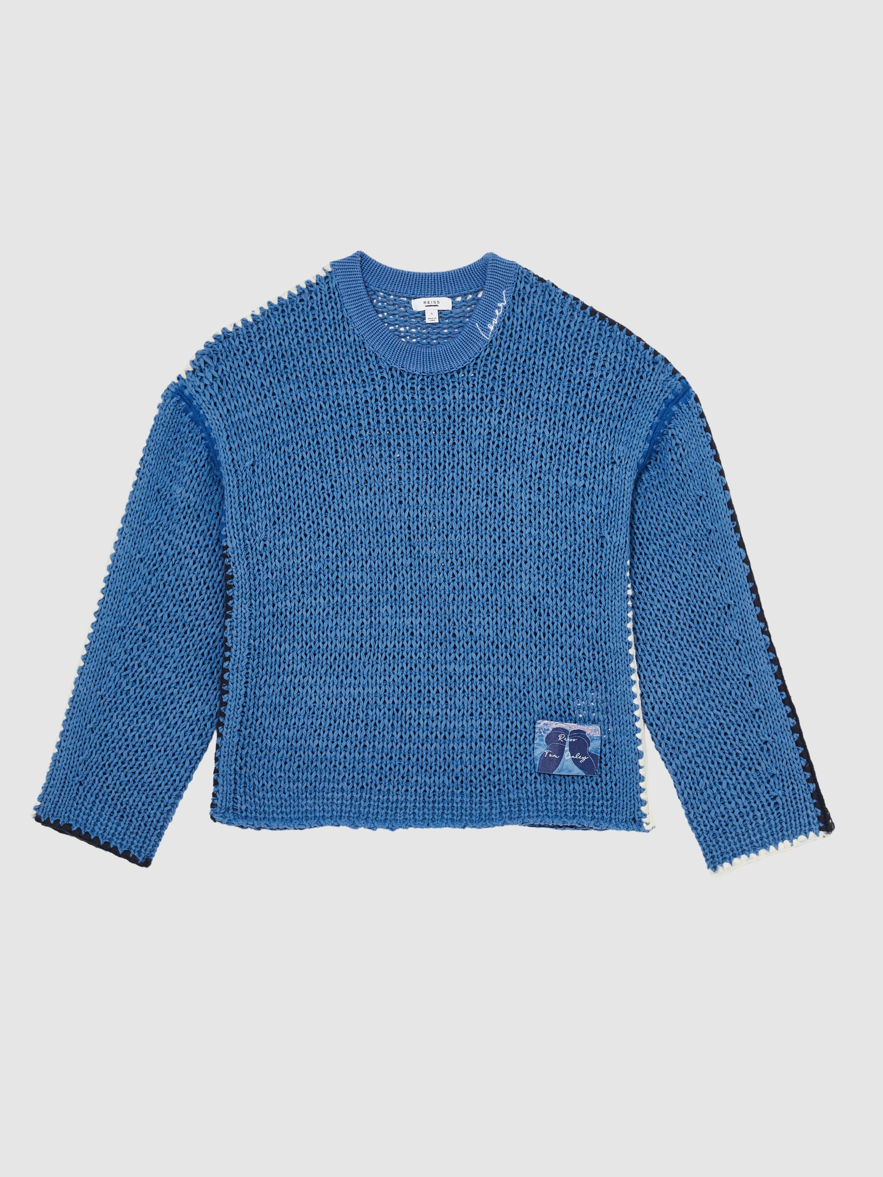 Reiss | Tom Daley Chunky Knit Jumper in Soft Blue - Image 2 of 6