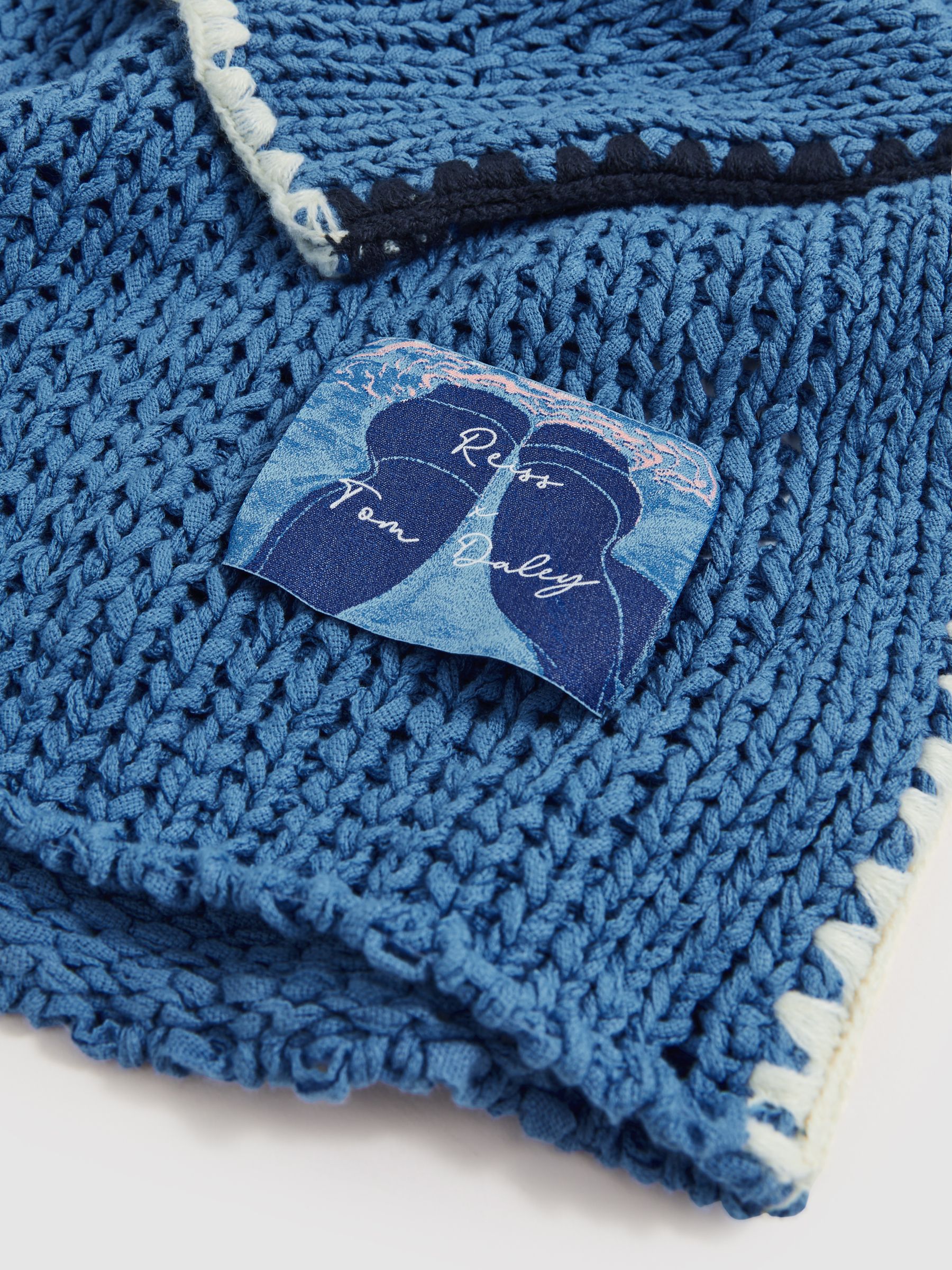 Reiss | Tom Daley Chunky Knit Jumper in Soft Blue - Image 6 of 6